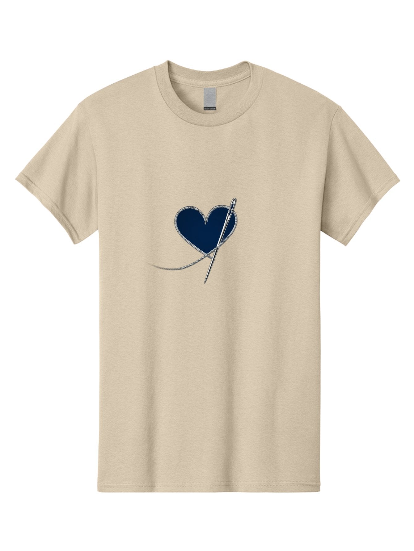 Sewing-Needle-Heart Men'S Graphic Tee, 100% Cotton, Comfortable Casual Summer Wear, Machine Washable, Heart With Needle And Thread, Sewn Love, Handmade Craft, Embroidery Art, Stitched Heart, Needlework, Diy Decoration, Silver Thread Bad533 3