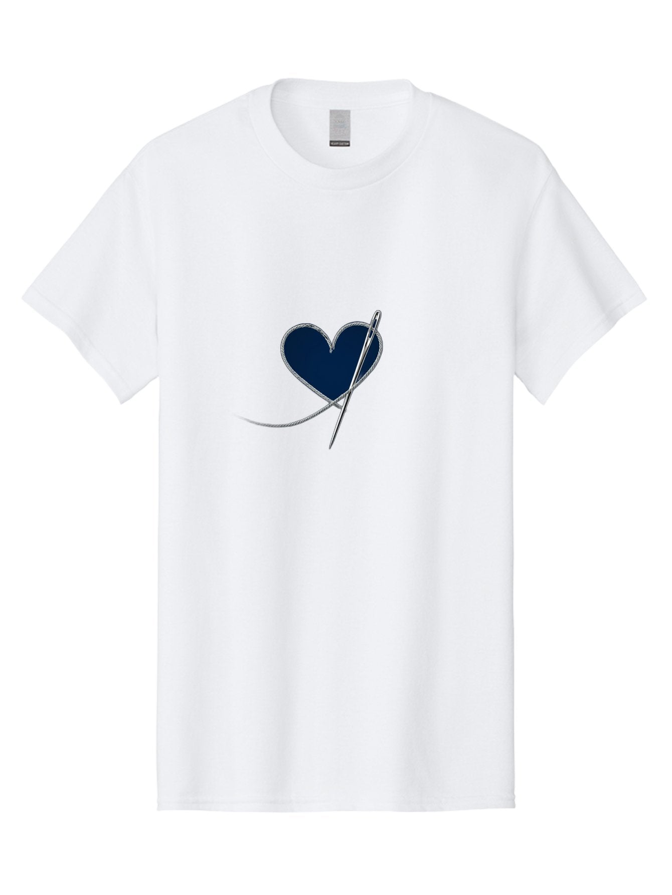 Sewing-Needle-Heart Men'S Graphic Tee, 100% Cotton, Comfortable Casual Summer Wear, Machine Washable, Heart With Needle And Thread, Sewn Love, Handmade Craft, Embroidery Art, Stitched Heart, Needlework, Diy Decoration, Silver Thread Bad533 15