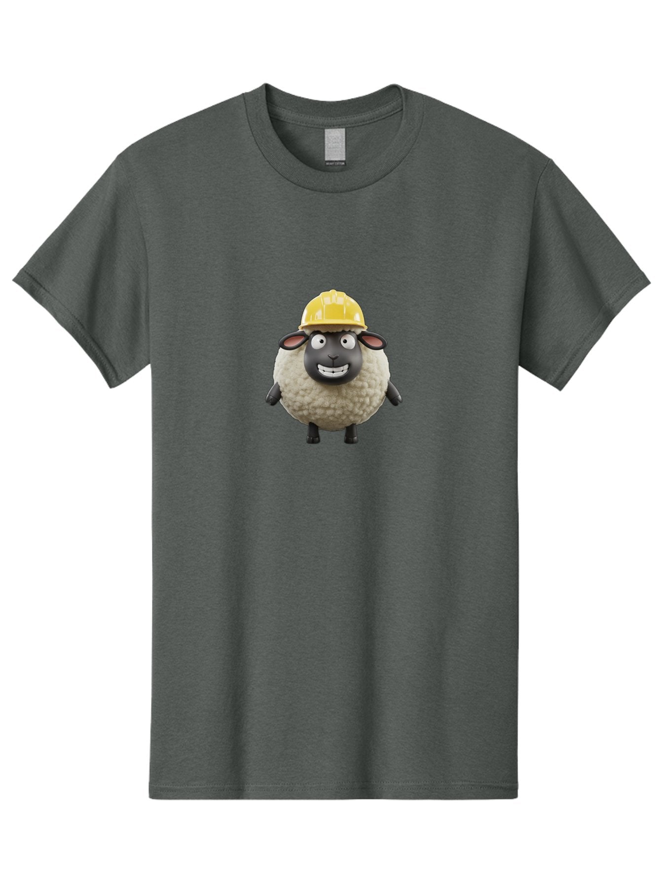 Shaun-Sheep Men'S Graphic Tee, 100% Cotton, Comfortable Casual Summer Wear, Machine Washable, Cartoon Sheep, Shaun The Sheep Character, Yellow Hard Hat, Construction Worker Sheep, Funny Farm Animals, Whimsical Illustration, Bad535 8