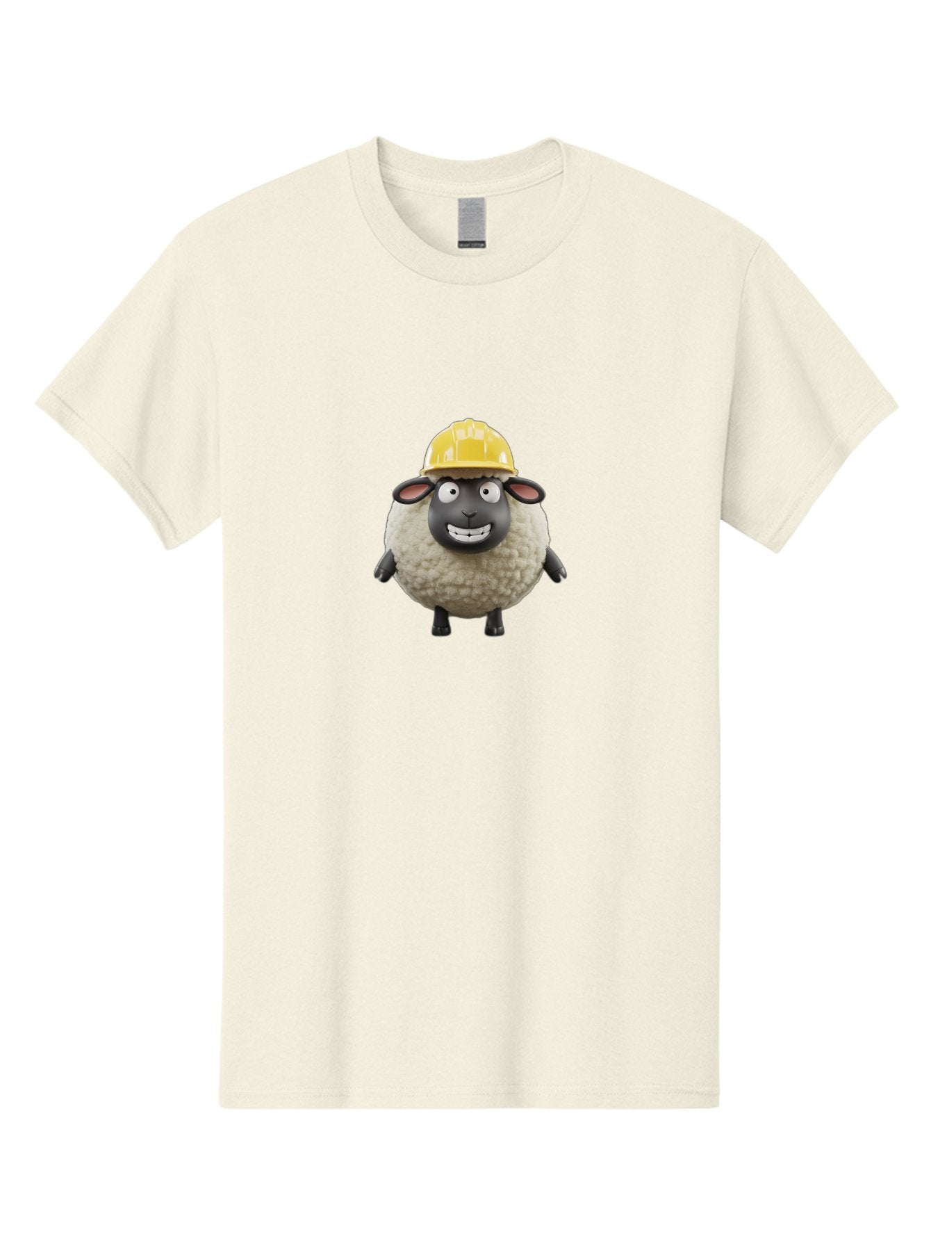 Shaun-Sheep Men'S Graphic Tee, 100% Cotton, Comfortable Casual Summer Wear, Machine Washable, Cartoon Sheep, Shaun The Sheep Character, Yellow Hard Hat, Construction Worker Sheep, Funny Farm Animals, Whimsical Illustration, Bad535 3