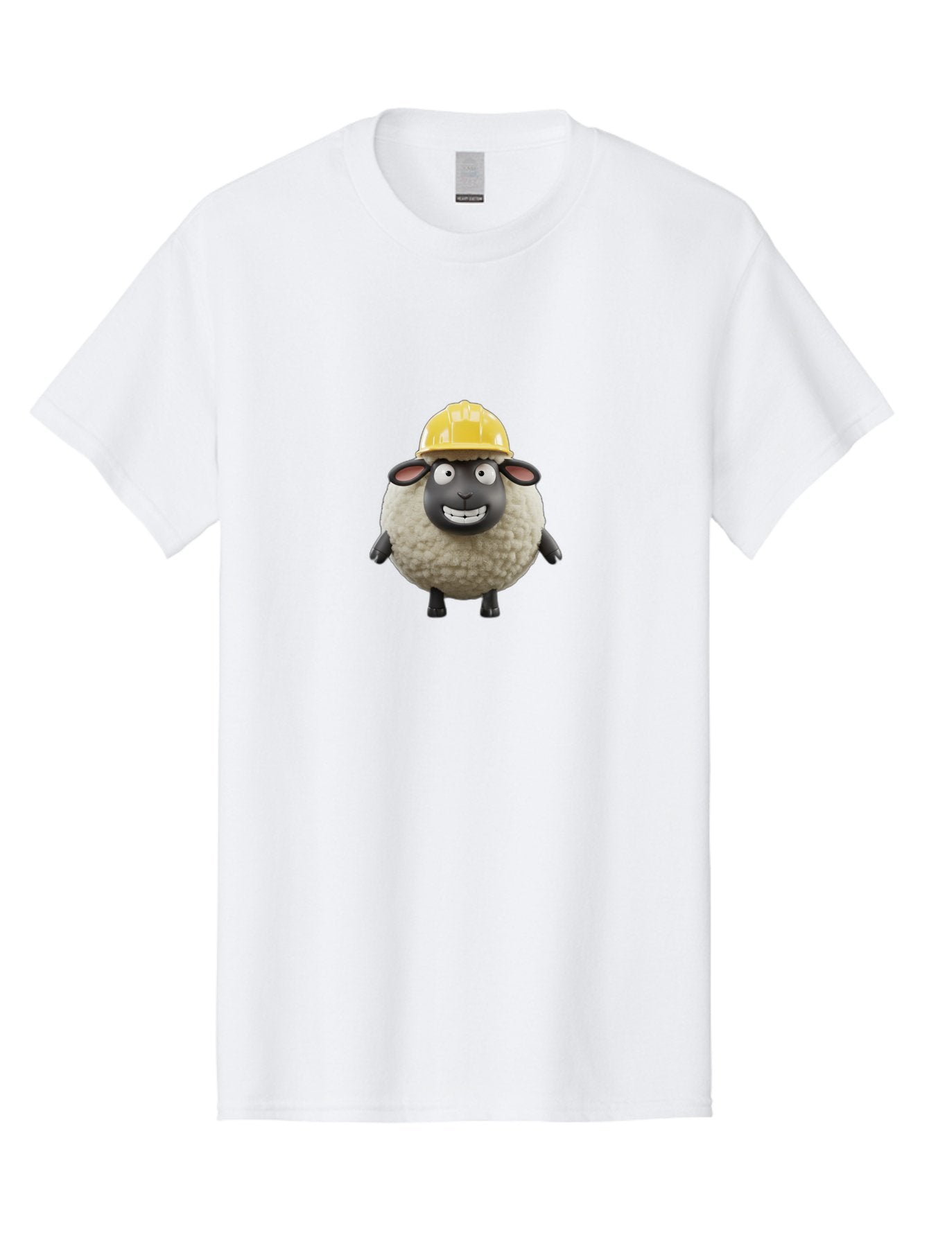 Shaun-Sheep Men'S Graphic Tee, 100% Cotton, Comfortable Casual Summer Wear, Machine Washable, Cartoon Sheep, Shaun The Sheep Character, Yellow Hard Hat, Construction Worker Sheep, Funny Farm Animals, Whimsical Illustration, Bad535 5