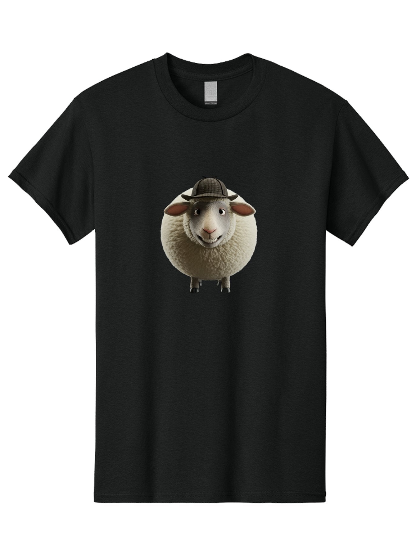 Shaun-The-Sheep-1 Men'S Graphic Tee, 100% Cotton, Comfortable Casual Summer Wear, Machine Washable, Cartoon Sheep, Detective Hat, Humorous Character, 3D Animation, Fluffy Sheep, Funny Animal, Detective Sheep, Fictional Character, Bad536 6