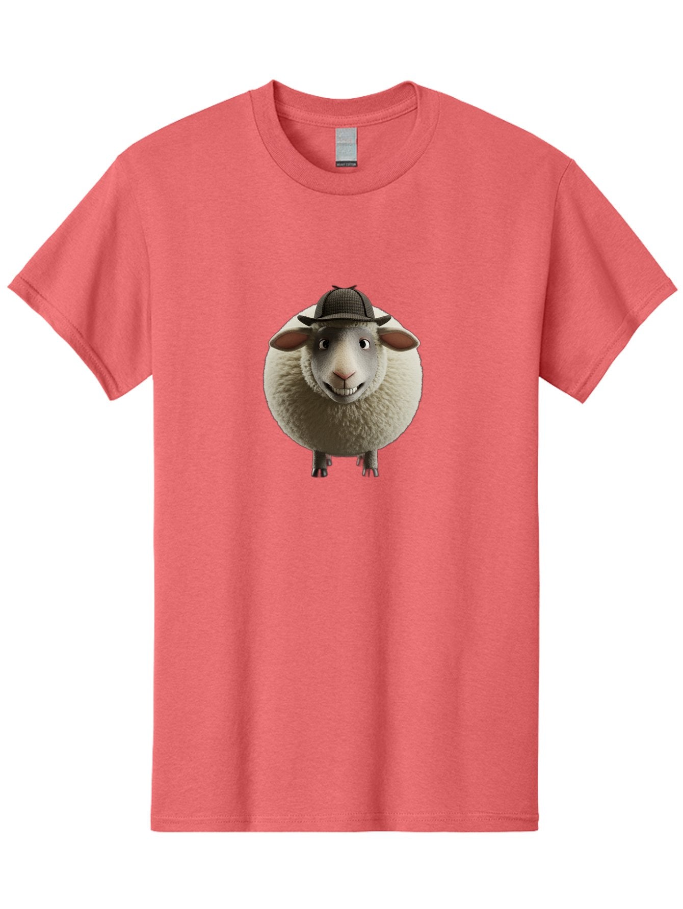 Shaun-The-Sheep-1 Men'S Graphic Tee, 100% Cotton, Comfortable Casual Summer Wear, Machine Washable, Cartoon Sheep, Detective Hat, Humorous Character, 3D Animation, Fluffy Sheep, Funny Animal, Detective Sheep, Fictional Character, Bad536
