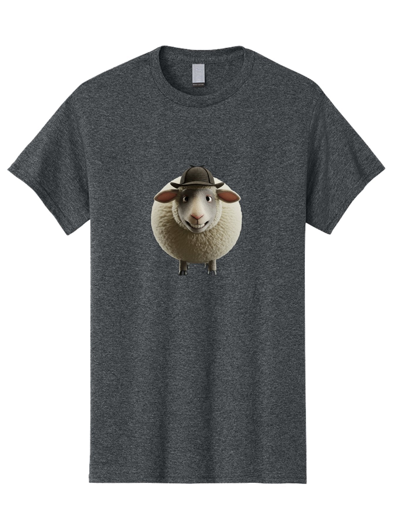 Shaun-The-Sheep-1 Men'S Graphic Tee, 100% Cotton, Comfortable Casual Summer Wear, Machine Washable, Cartoon Sheep, Detective Hat, Humorous Character, 3D Animation, Fluffy Sheep, Funny Animal, Detective Sheep, Fictional Character, Bad536 3