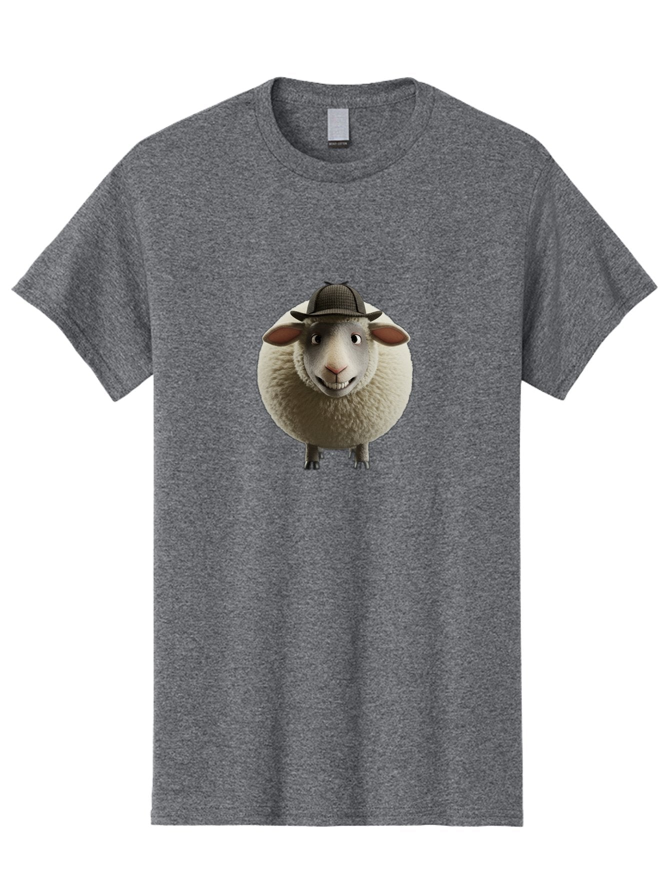 Shaun-The-Sheep-1 Men'S Graphic Tee, 100% Cotton, Comfortable Casual Summer Wear, Machine Washable, Cartoon Sheep, Detective Hat, Humorous Character, 3D Animation, Fluffy Sheep, Funny Animal, Detective Sheep, Fictional Character, Bad536 4