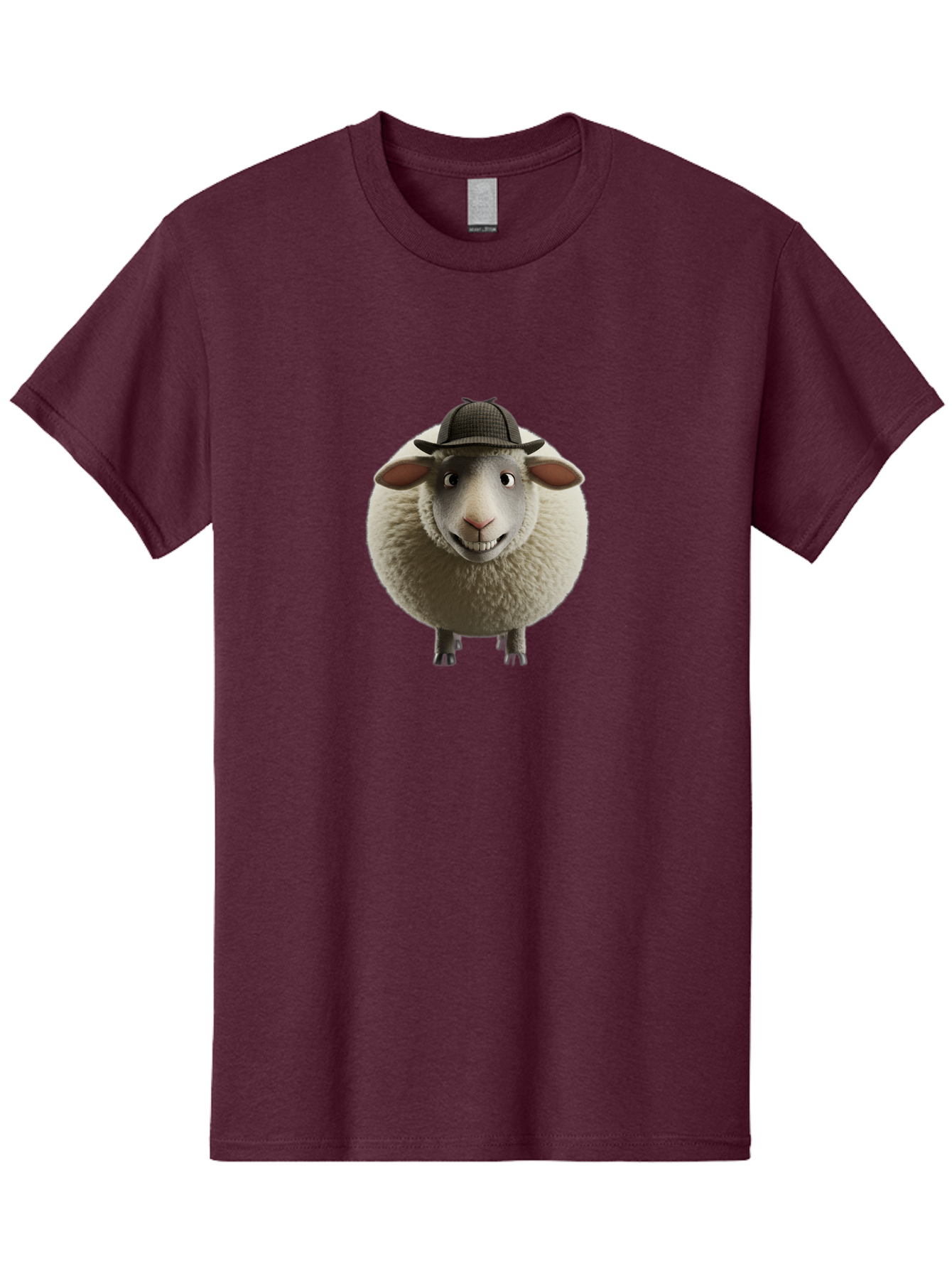Shaun-The-Sheep-1 Men'S Graphic Tee, 100% Cotton, Comfortable Casual Summer Wear, Machine Washable, Cartoon Sheep, Detective Hat, Humorous Character, 3D Animation, Fluffy Sheep, Funny Animal, Detective Sheep, Fictional Character, Bad536