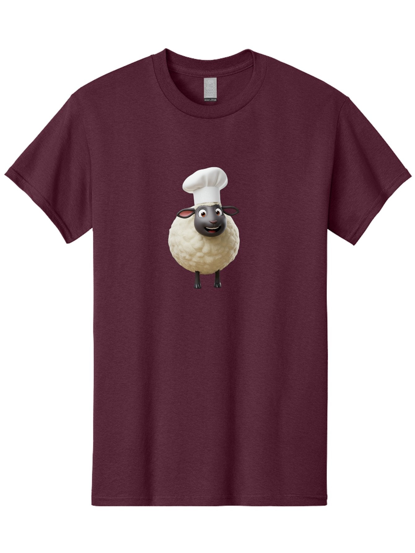 Shaun-The-Sheep-Chef Men'S Graphic Tee, 100% Cotton, Comfortable Casual Summer Wear, Machine Washable, Shaun The Sheep, Chef Hat, Cartoon Character, Cooking, Culinary, Funny Animal, 3D Animation, Character Design, Humorous, Whimsical, Lamb, Bad537