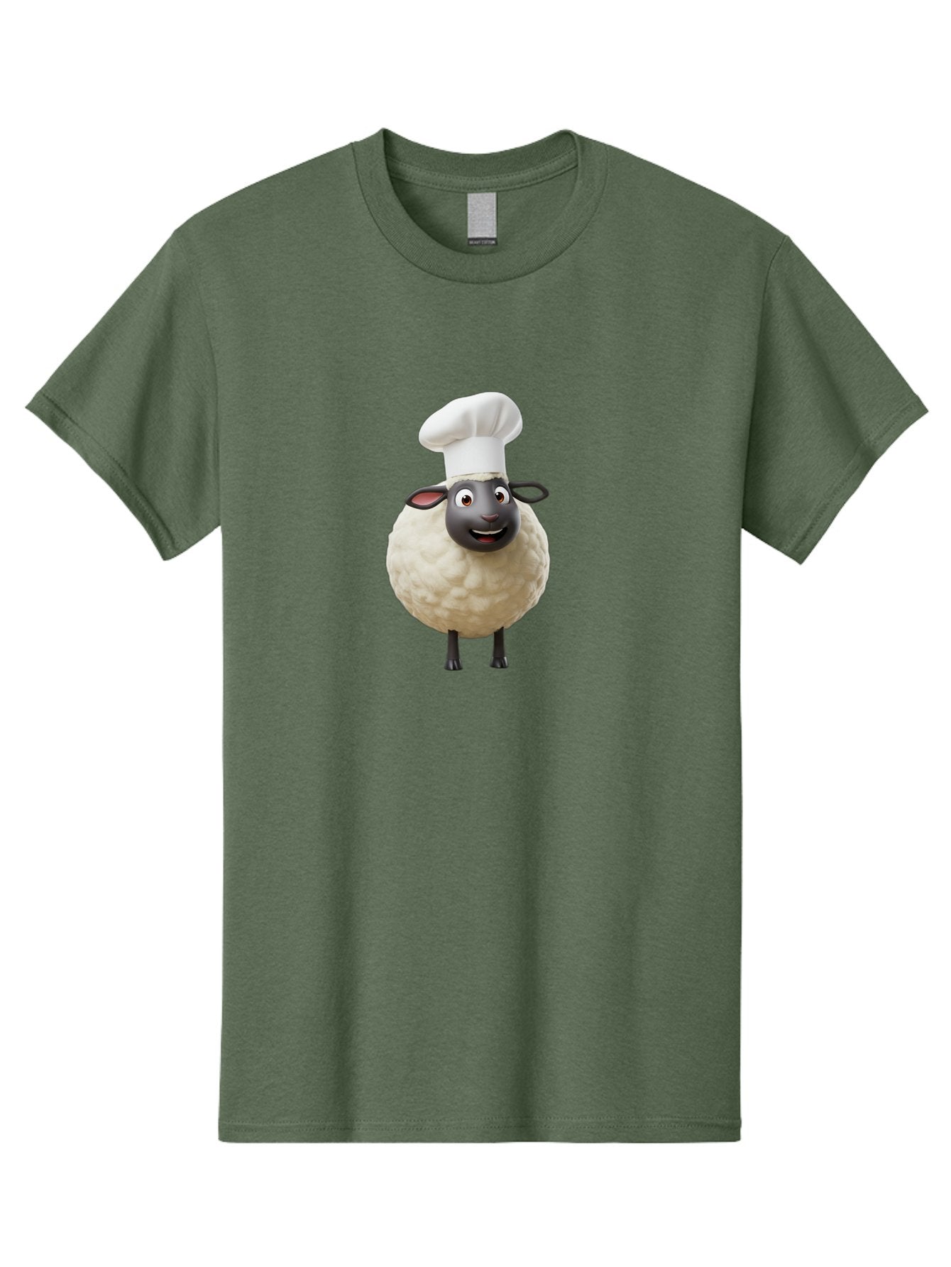 Shaun-The-Sheep-Chef Men'S Graphic Tee, 100% Cotton, Comfortable Casual Summer Wear, Machine Washable, Shaun The Sheep, Chef Hat, Cartoon Character, Cooking, Culinary, Funny Animal, 3D Animation, Character Design, Humorous, Whimsical, Lamb, Bad537