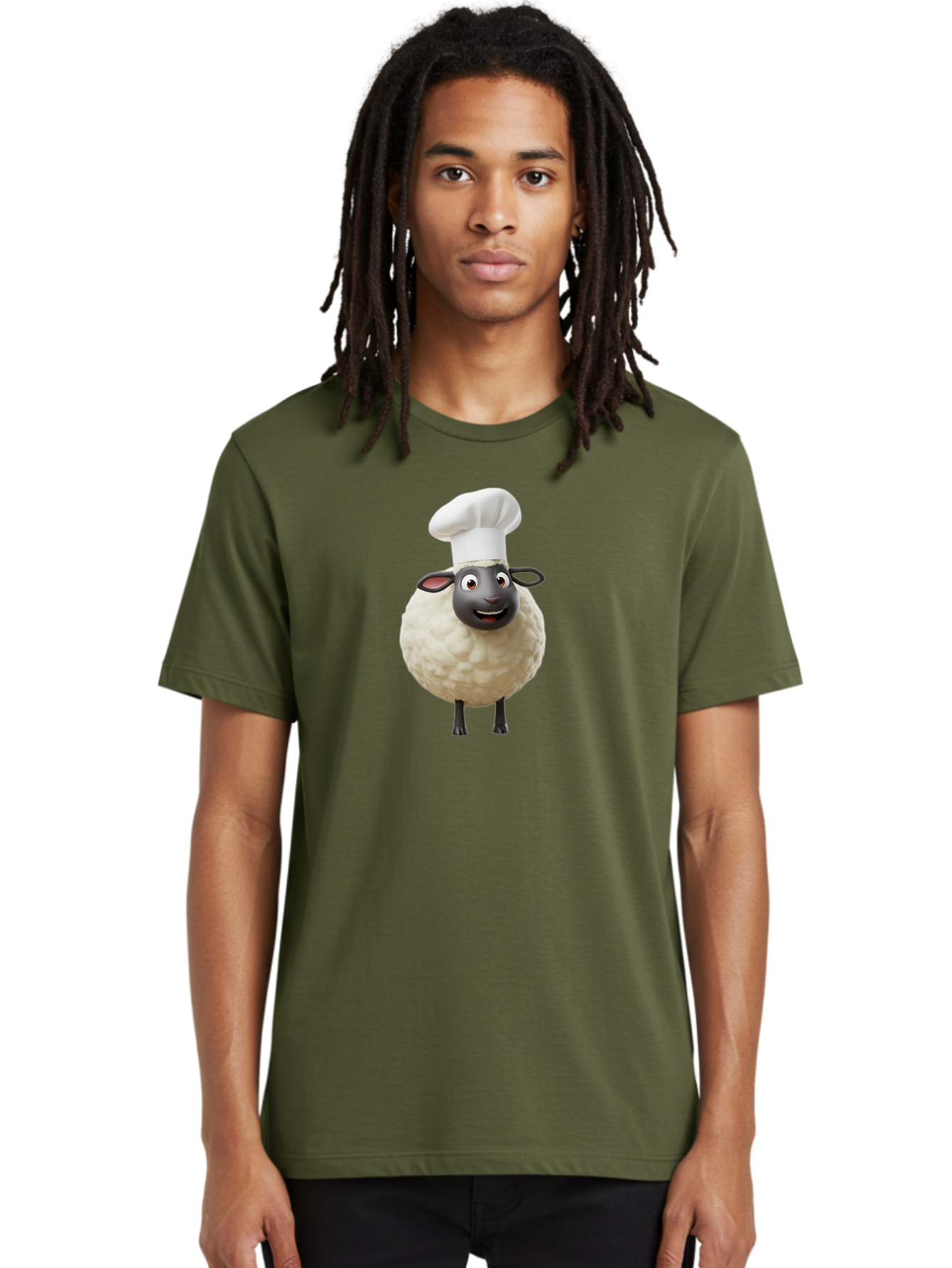 Shaun-The-Sheep-Chef Men'S Graphic Tee, 100% Cotton, Comfortable Casual Summer Wear, Machine Washable, Shaun The Sheep, Chef Hat, Cartoon Character, Cooking, Culinary, Funny Animal, 3D Animation, Character Design, Humorous, Whimsical, Lamb, Bad537 25