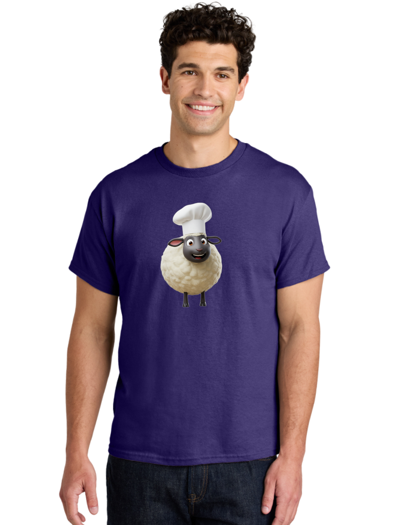 Shaun-The-Sheep-Chef Men'S Graphic Tee, 100% Cotton, Comfortable Casual Summer Wear, Machine Washable, Shaun The Sheep, Chef Hat, Cartoon Character, Cooking, Culinary, Funny Animal, 3D Animation, Character Design, Humorous, Whimsical, Lamb, Bad537 20
