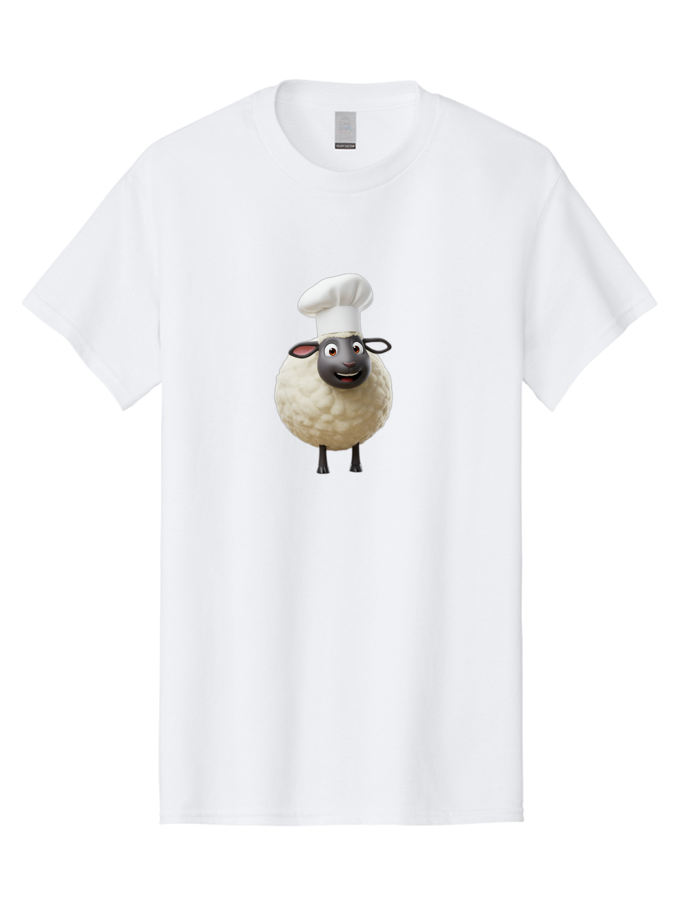 Shaun-The-Sheep-Chef Men'S Graphic Tee, 100% Cotton, Comfortable Casual Summer Wear, Machine Washable, Shaun The Sheep, Chef Hat, Cartoon Character, Cooking, Culinary, Funny Animal, 3D Animation, Character Design, Humorous, Whimsical, Lamb, Bad537