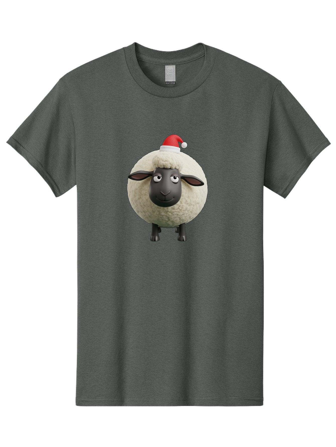 Shaun-The-Sheep-Christmas Men'S Graphic Tee, 100% Cotton, Comfortable Casual Summer Wear, Machine Washable, Cartoon Sheep, Shaun The Sheep, Fluffy White Sheep, Christmas Hat, Red And White Santa Hat, Funny Character, 3D Animation, Bad538 12