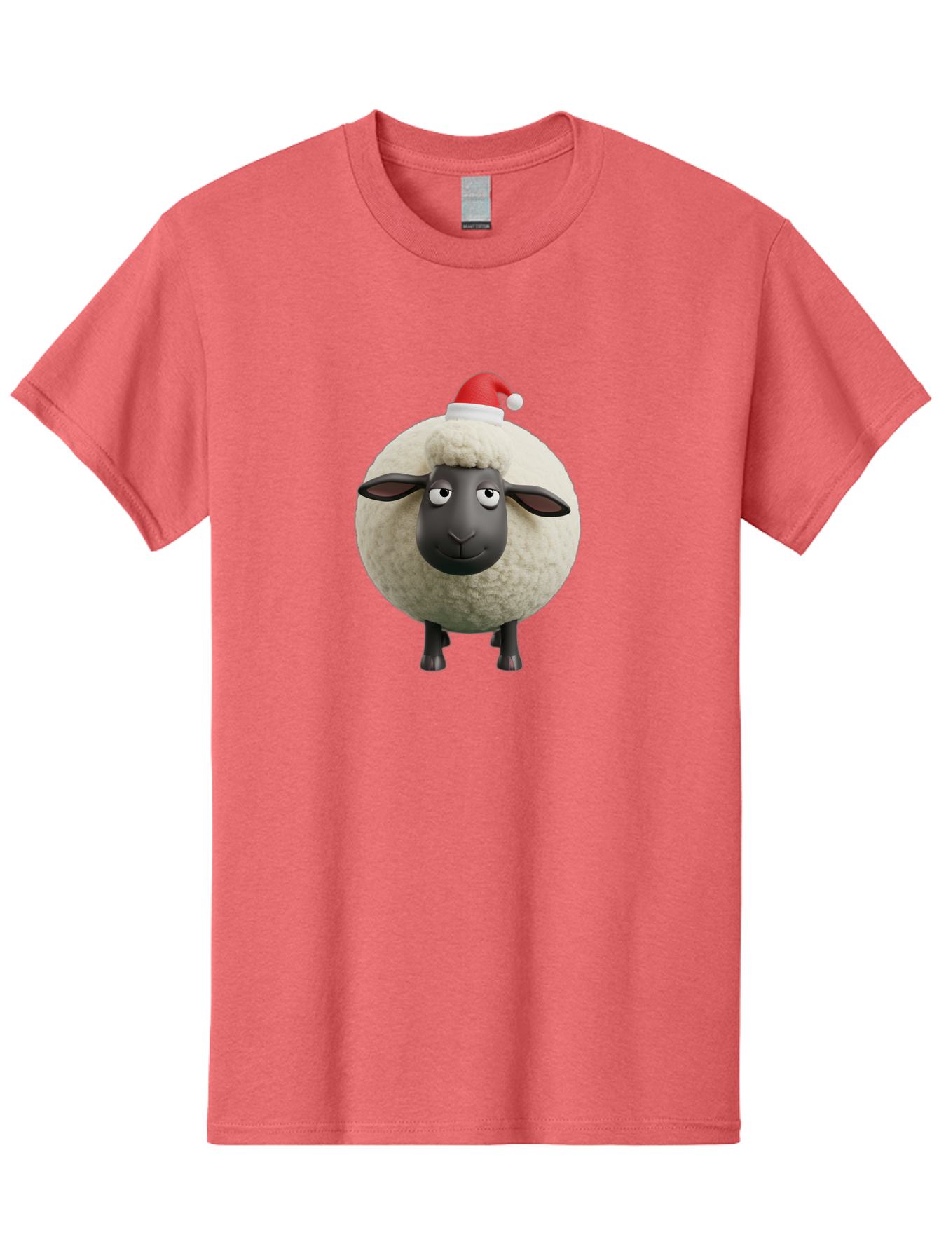 Shaun-The-Sheep-Christmas Men'S Graphic Tee, 100% Cotton, Comfortable Casual Summer Wear, Machine Washable, Cartoon Sheep, Shaun The Sheep, Fluffy White Sheep, Christmas Hat, Red And White Santa Hat, Funny Character, 3D Animation, Bad538 9