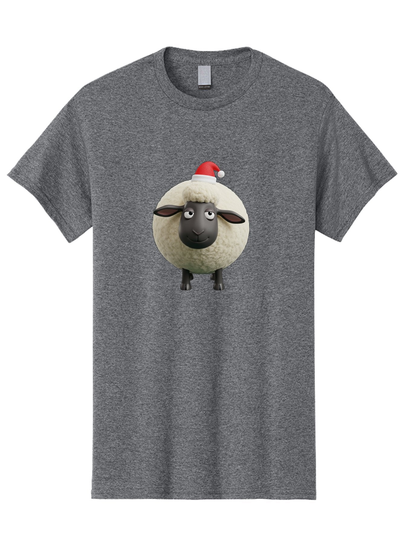 Shaun-The-Sheep-Christmas Men'S Graphic Tee, 100% Cotton, Comfortable Casual Summer Wear, Machine Washable, Cartoon Sheep, Shaun The Sheep, Fluffy White Sheep, Christmas Hat, Red And White Santa Hat, Funny Character, 3D Animation, Bad538 15