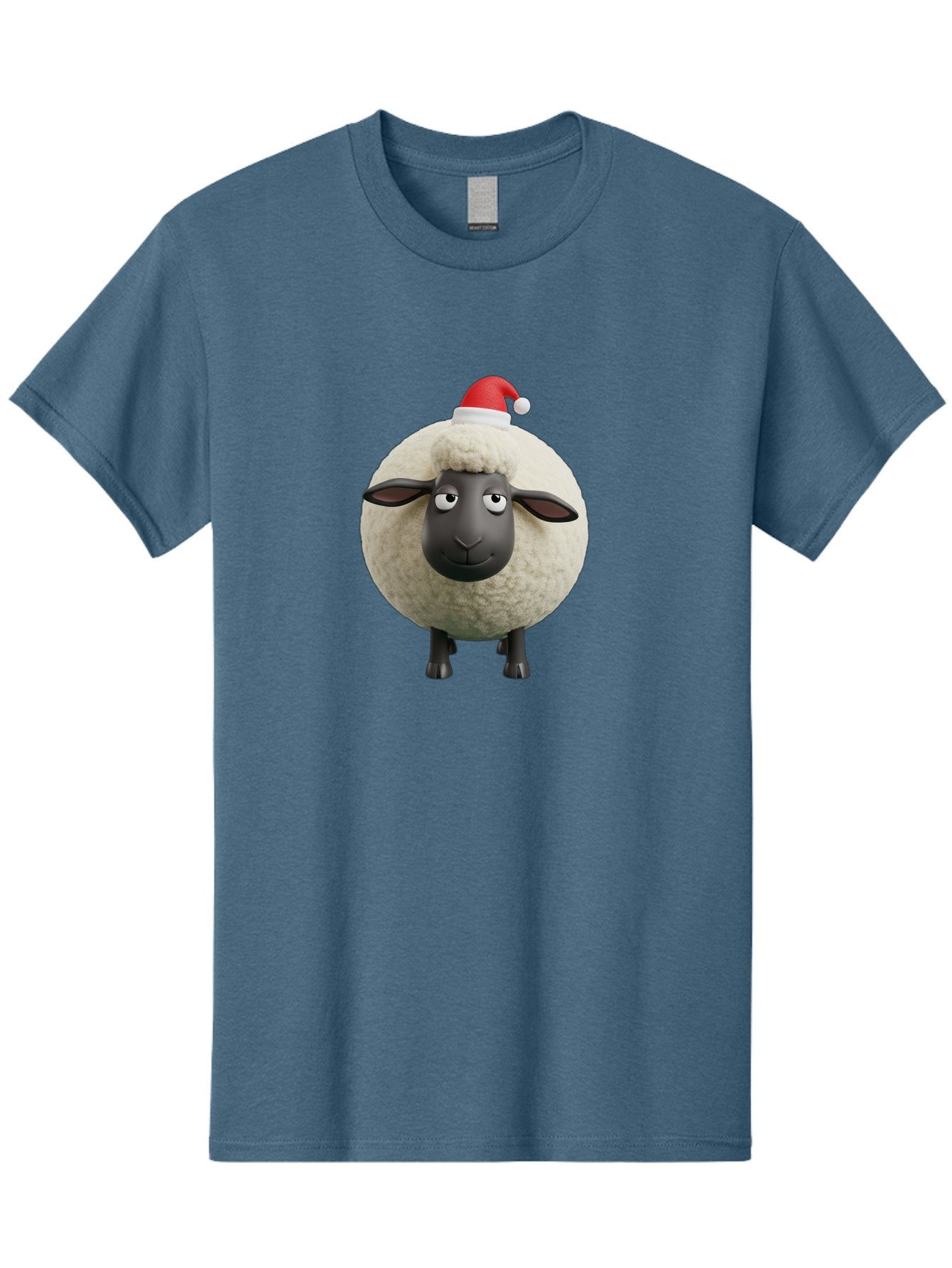 Shaun-The-Sheep-Christmas Men'S Graphic Tee, 100% Cotton, Comfortable Casual Summer Wear, Machine Washable, Cartoon Sheep, Shaun The Sheep, Fluffy White Sheep, Christmas Hat, Red And White Santa Hat, Funny Character, 3D Animation, Bad538 6