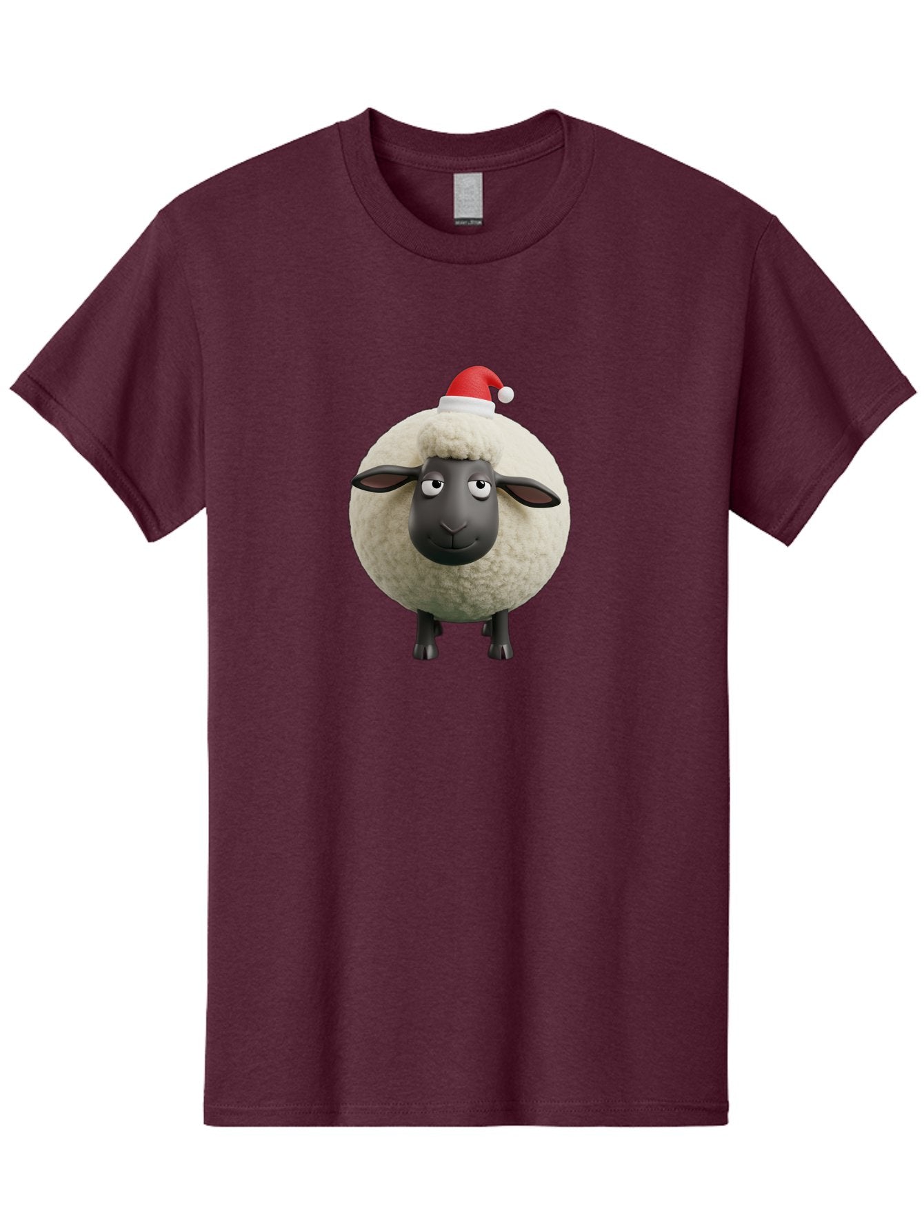 Shaun-The-Sheep-Christmas Men'S Graphic Tee, 100% Cotton, Comfortable Casual Summer Wear, Machine Washable, Cartoon Sheep, Shaun The Sheep, Fluffy White Sheep, Christmas Hat, Red And White Santa Hat, Funny Character, 3D Animation, Bad538 7