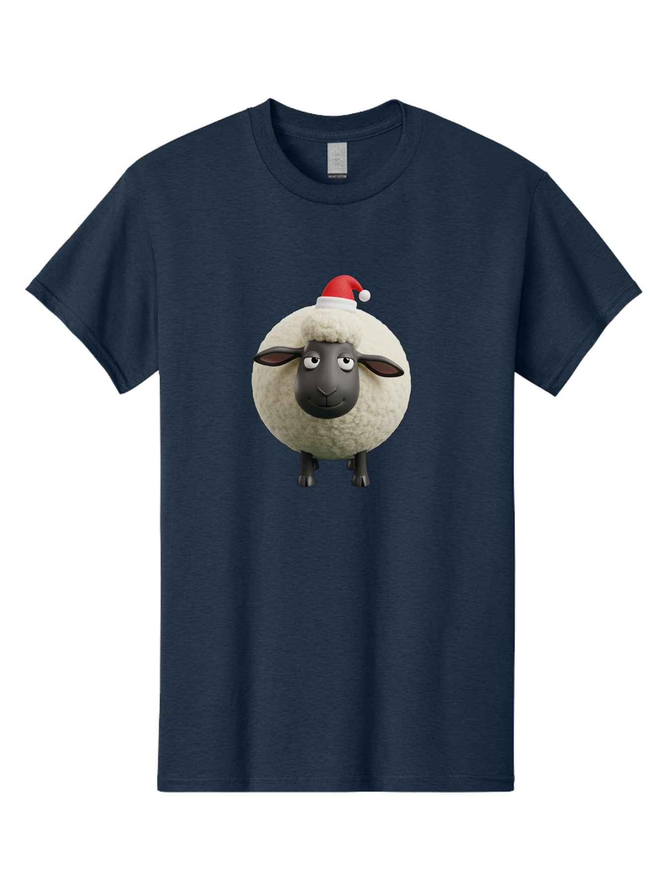 Shaun-The-Sheep-Christmas Men'S Graphic Tee, 100% Cotton, Comfortable Casual Summer Wear, Machine Washable, Cartoon Sheep, Shaun The Sheep, Fluffy White Sheep, Christmas Hat, Red And White Santa Hat, Funny Character, 3D Animation, Bad538 4