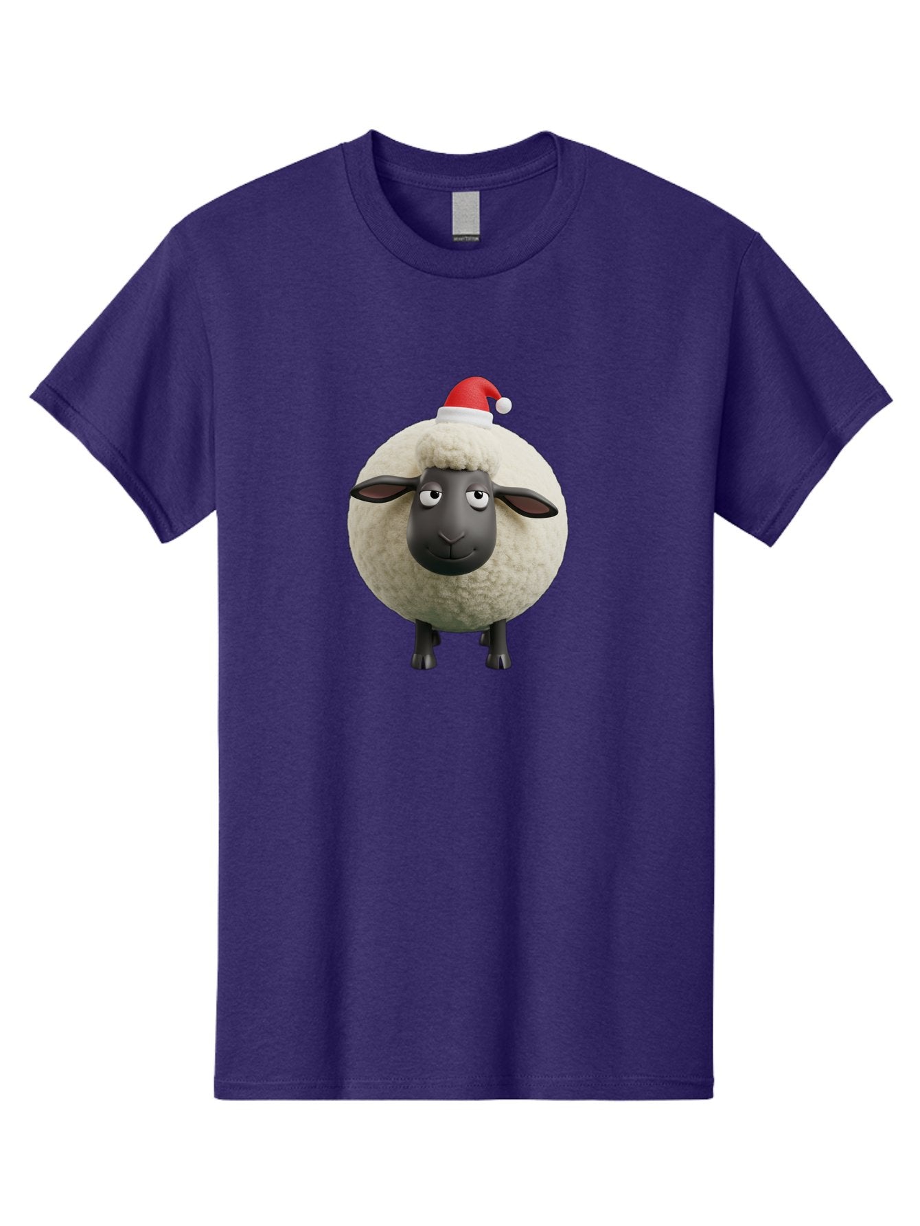Shaun-The-Sheep-Christmas Men'S Graphic Tee, 100% Cotton, Comfortable Casual Summer Wear, Machine Washable, Cartoon Sheep, Shaun The Sheep, Fluffy White Sheep, Christmas Hat, Red And White Santa Hat, Funny Character, 3D Animation, Bad538 8