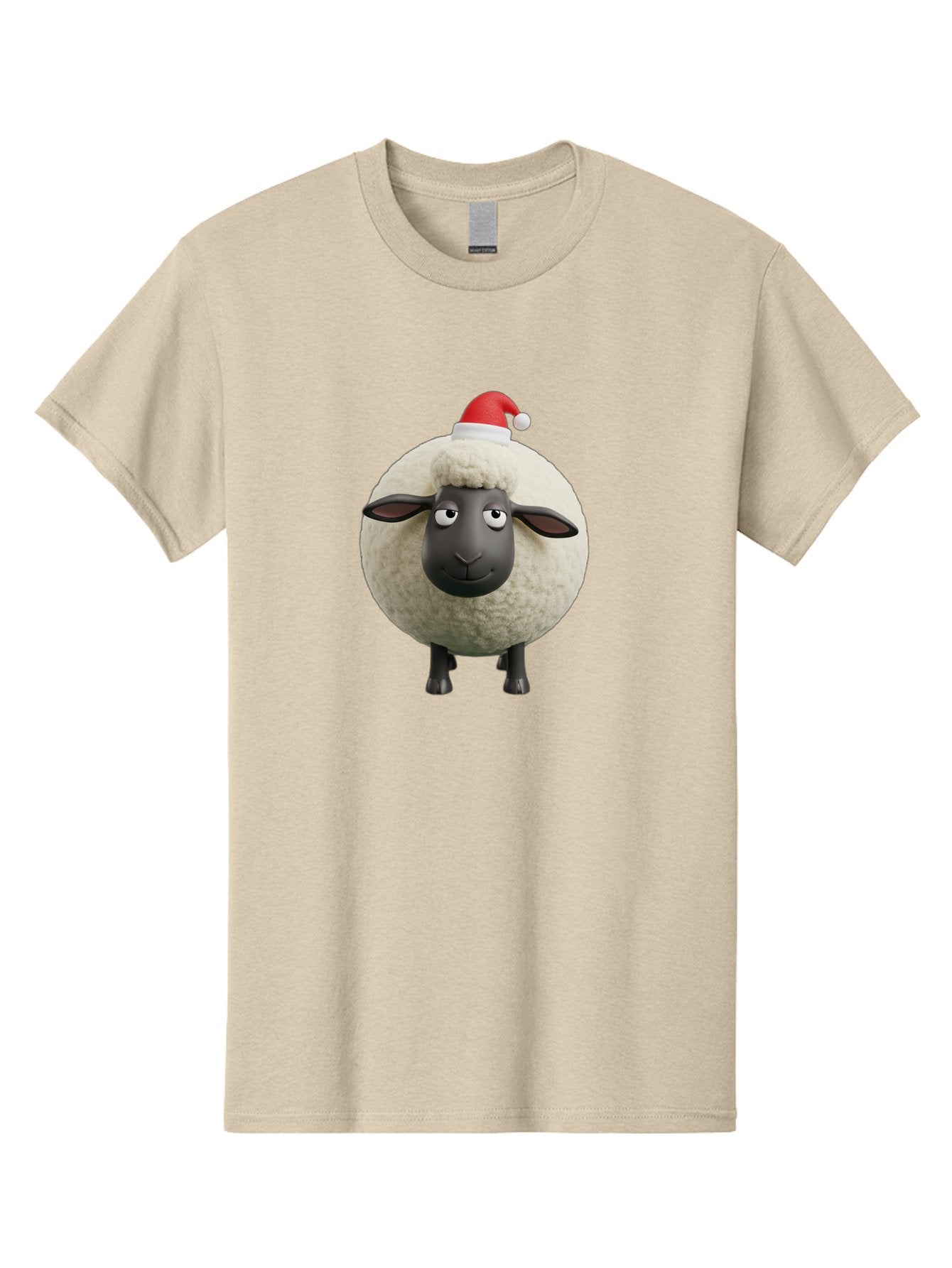 Shaun-The-Sheep-Christmas Men'S Graphic Tee, 100% Cotton, Comfortable Casual Summer Wear, Machine Washable, Cartoon Sheep, Shaun The Sheep, Fluffy White Sheep, Christmas Hat, Red And White Santa Hat, Funny Character, 3D Animation, Bad538 11