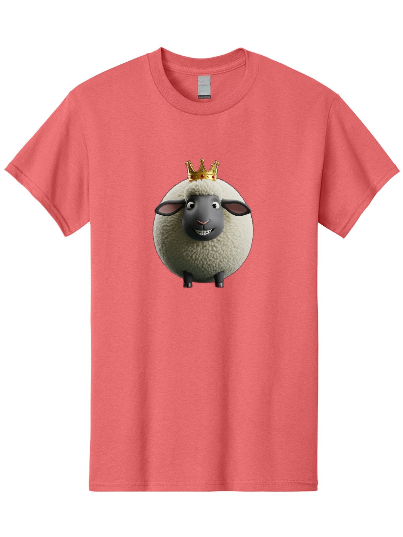Shaun-The-Sheep-King Men'S Graphic Tee, 100% Cotton, Comfortable Casual Summer Wear, Machine Washable, Cartoon Sheep, Fluffy Sheep, Sheep Wearing Crown, Shaun The Sheep, Comedy Character, Funny Animal, Cute Sheep, Stop Motion Character, Bad540 15