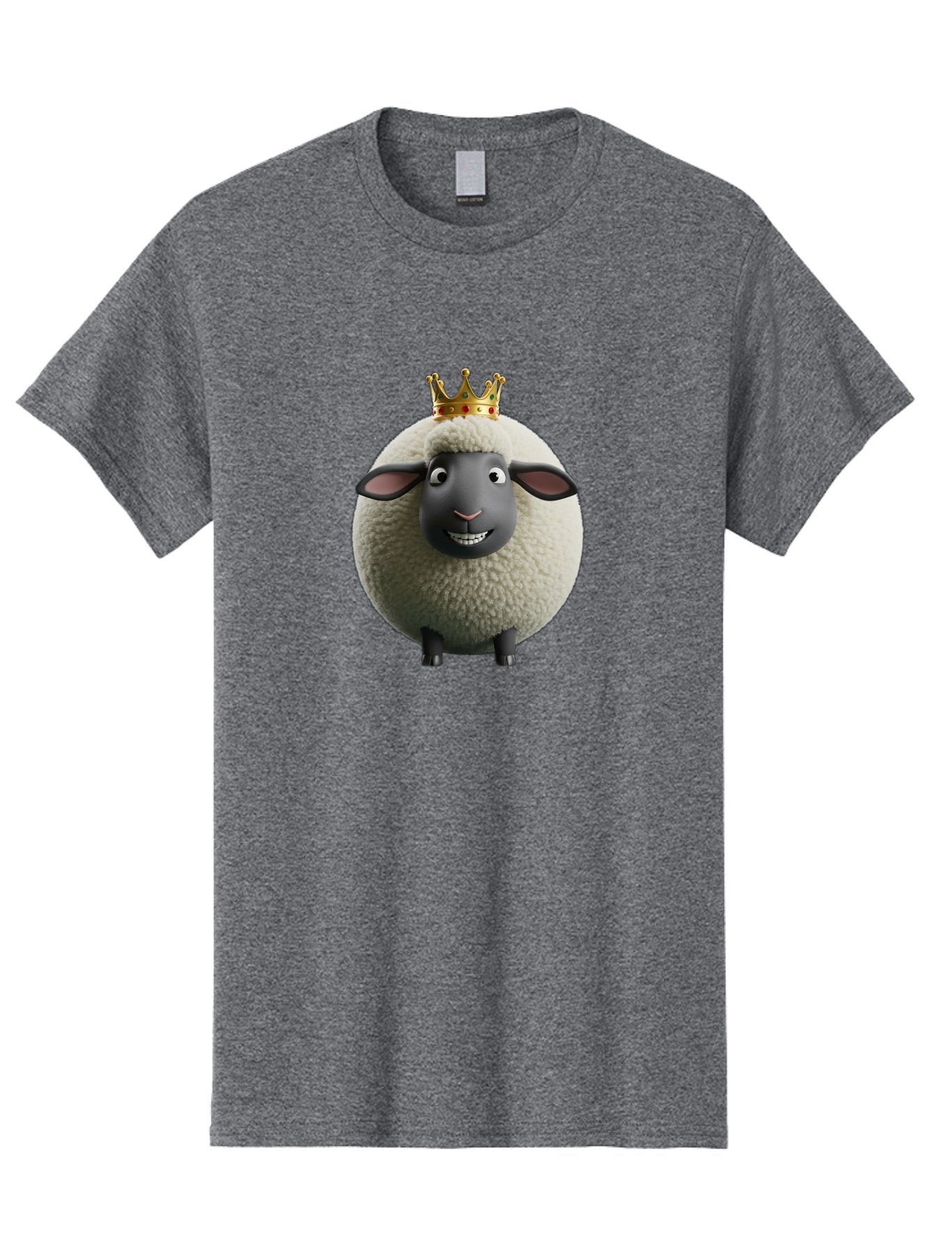 Shaun-The-Sheep-King Men'S Graphic Tee, 100% Cotton, Comfortable Casual Summer Wear, Machine Washable, Cartoon Sheep, Fluffy Sheep, Sheep Wearing Crown, Shaun The Sheep, Comedy Character, Funny Animal, Cute Sheep, Stop Motion Character, Bad540 11