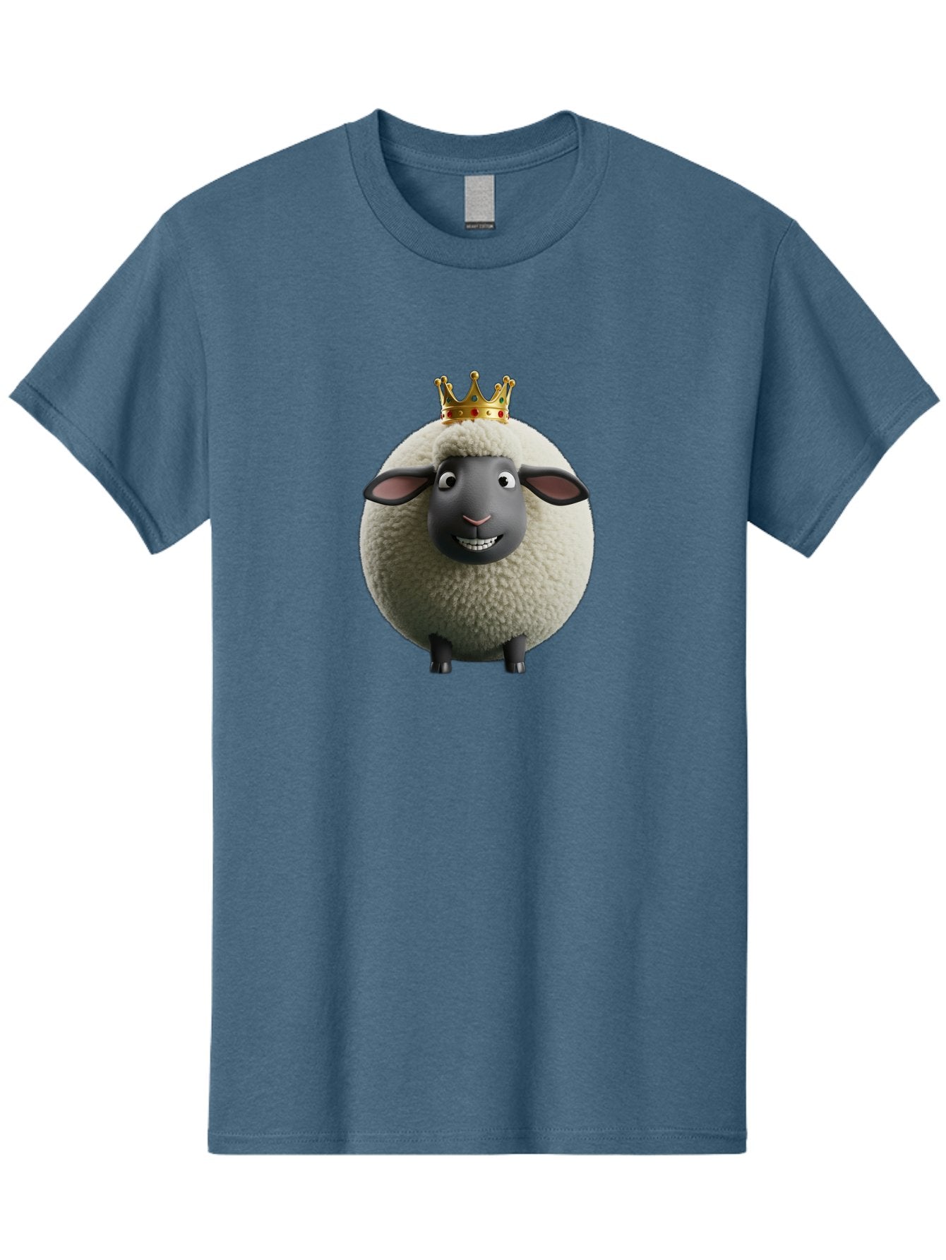 Shaun-The-Sheep-King Men'S Graphic Tee, 100% Cotton, Comfortable Casual Summer Wear, Machine Washable, Cartoon Sheep, Fluffy Sheep, Sheep Wearing Crown, Shaun The Sheep, Comedy Character, Funny Animal, Cute Sheep, Stop Motion Character, Bad540 5