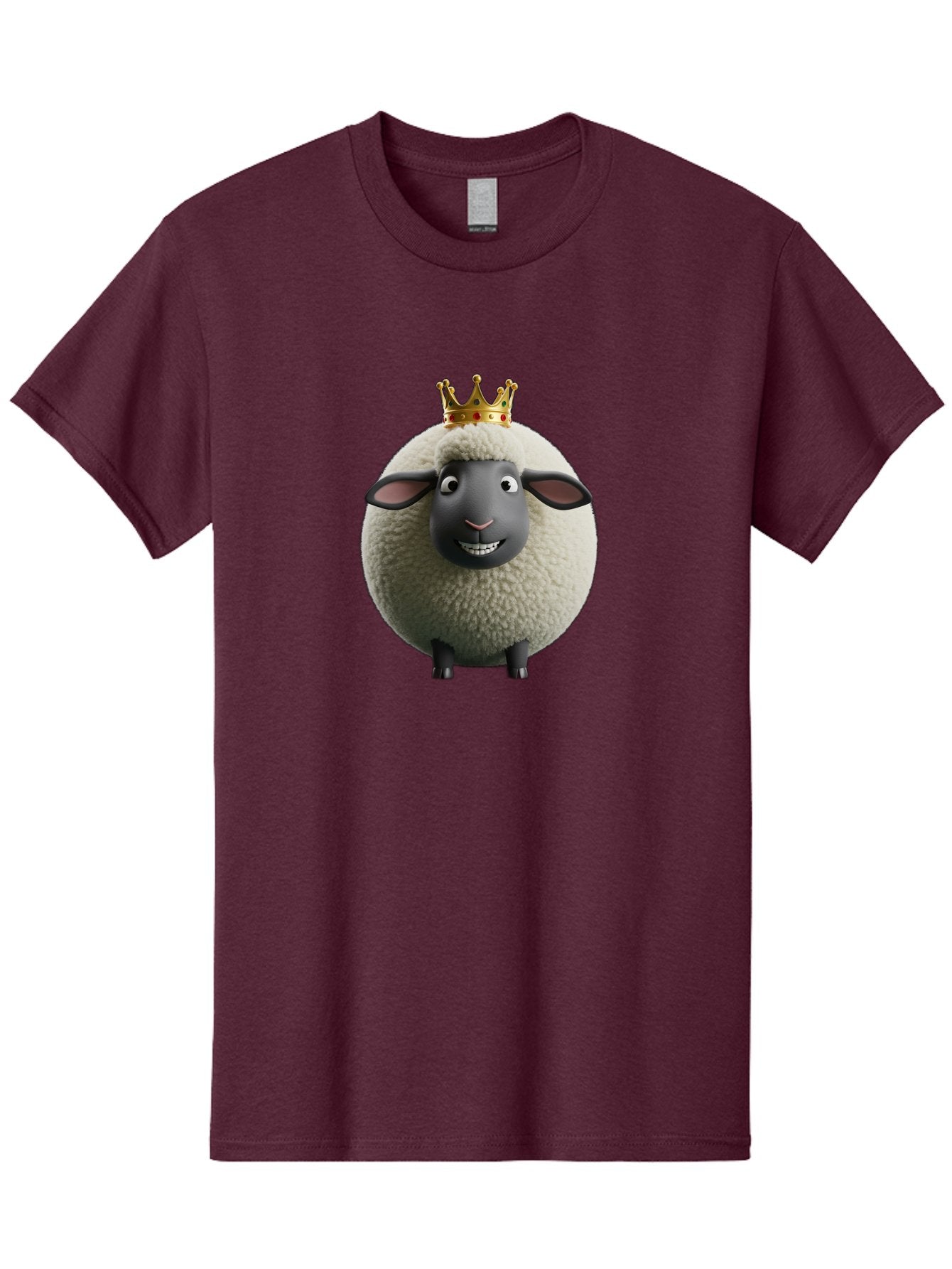 Shaun-The-Sheep-King Men'S Graphic Tee, 100% Cotton, Comfortable Casual Summer Wear, Machine Washable, Cartoon Sheep, Fluffy Sheep, Sheep Wearing Crown, Shaun The Sheep, Comedy Character, Funny Animal, Cute Sheep, Stop Motion Character, Bad540 9