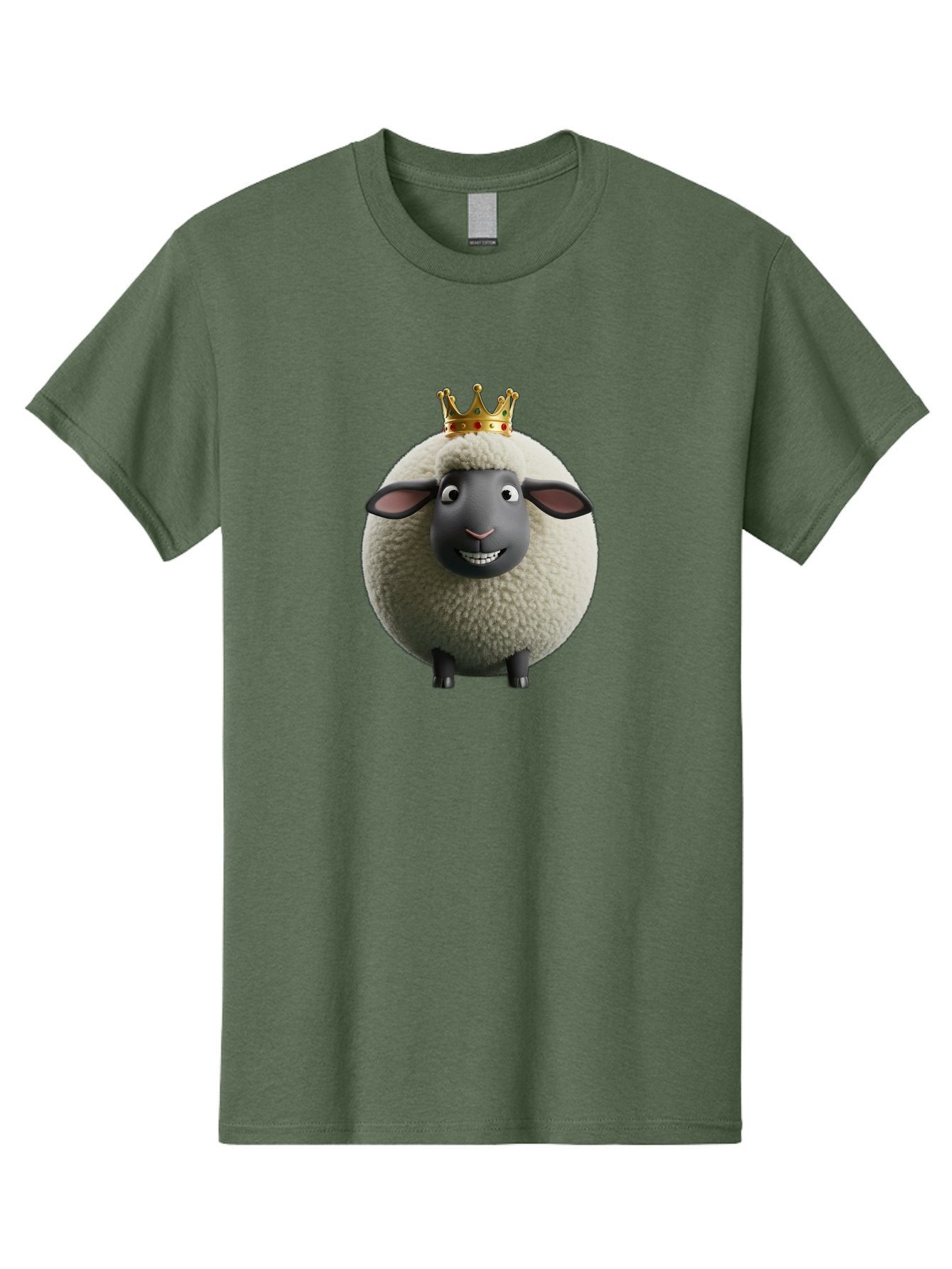 Shaun-The-Sheep-King Men'S Graphic Tee, 100% Cotton, Comfortable Casual Summer Wear, Machine Washable, Cartoon Sheep, Fluffy Sheep, Sheep Wearing Crown, Shaun The Sheep, Comedy Character, Funny Animal, Cute Sheep, Stop Motion Character, Bad540 6