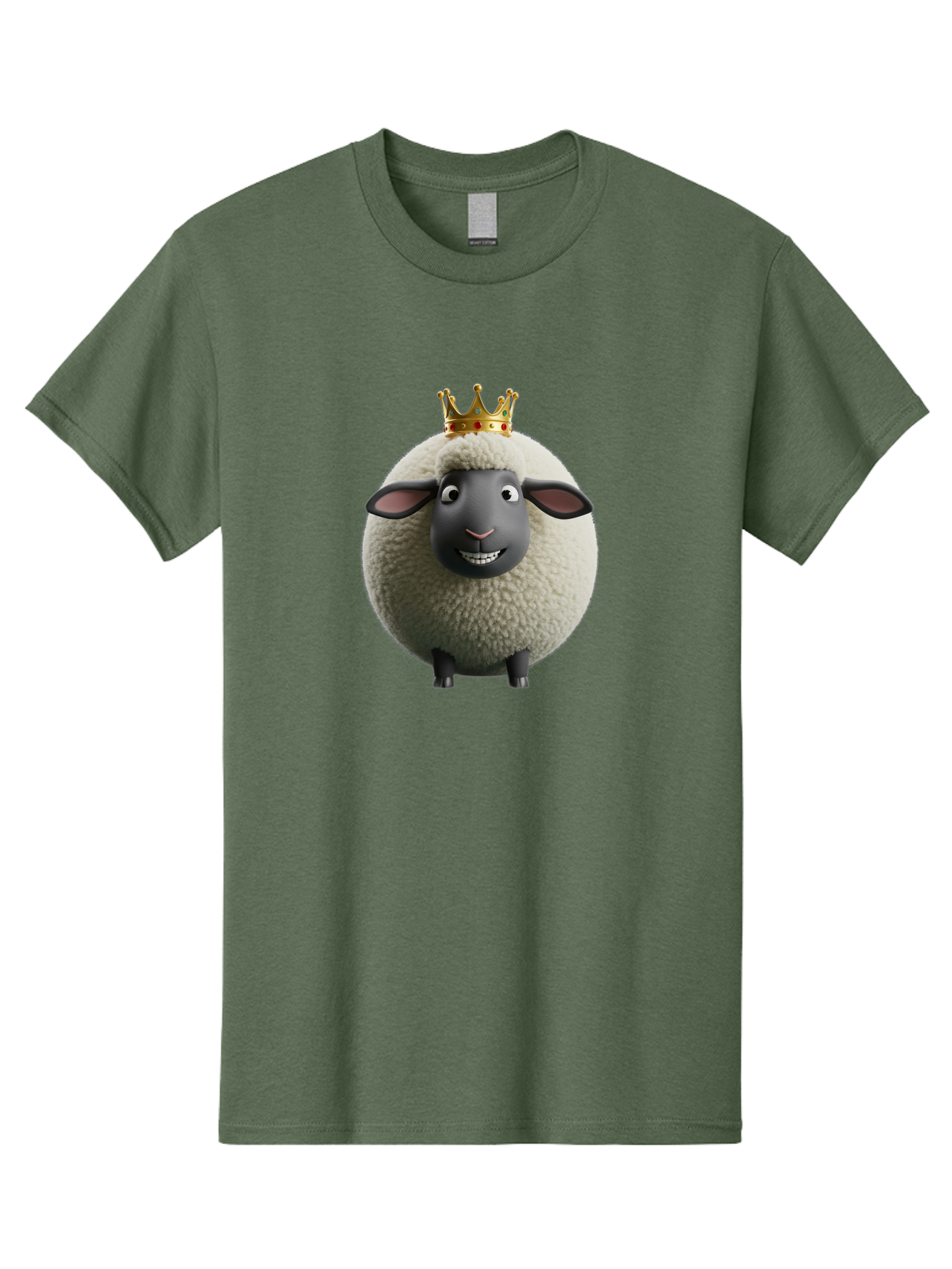 Shaun-The-Sheep-King Men'S Graphic Tee, 100% Cotton, Comfortable Casual Summer Wear, Machine Washable, Cartoon Sheep, Fluffy Sheep, Sheep Wearing Crown, Shaun The Sheep, Comedy Character, Funny Animal, Cute Sheep, Stop Motion Character, Bad540 7