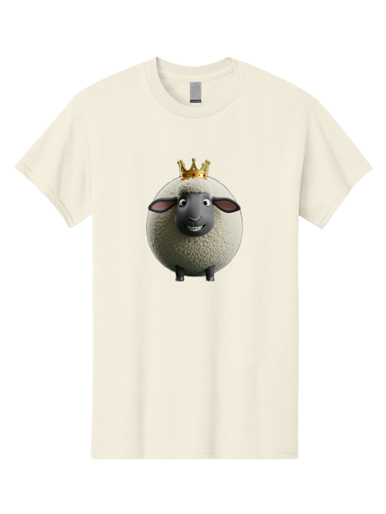 Shaun-The-Sheep-King Men'S Graphic Tee, 100% Cotton, Comfortable Casual Summer Wear, Machine Washable, Cartoon Sheep, Fluffy Sheep, Sheep Wearing Crown, Shaun The Sheep, Comedy Character, Funny Animal, Cute Sheep, Stop Motion Character, Bad540 6