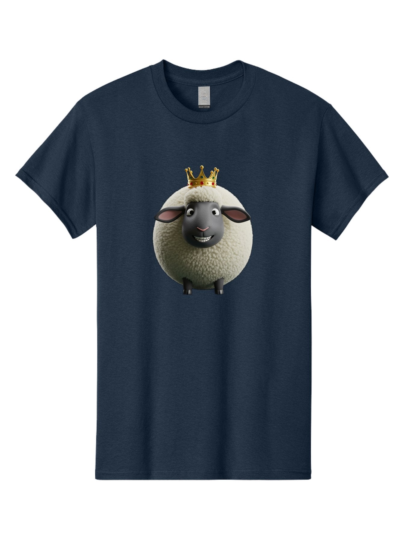 Shaun-The-Sheep-King Men'S Graphic Tee, 100% Cotton, Comfortable Casual Summer Wear, Machine Washable, Cartoon Sheep, Fluffy Sheep, Sheep Wearing Crown, Shaun The Sheep, Comedy Character, Funny Animal, Cute Sheep, Stop Motion Character, Bad540 12