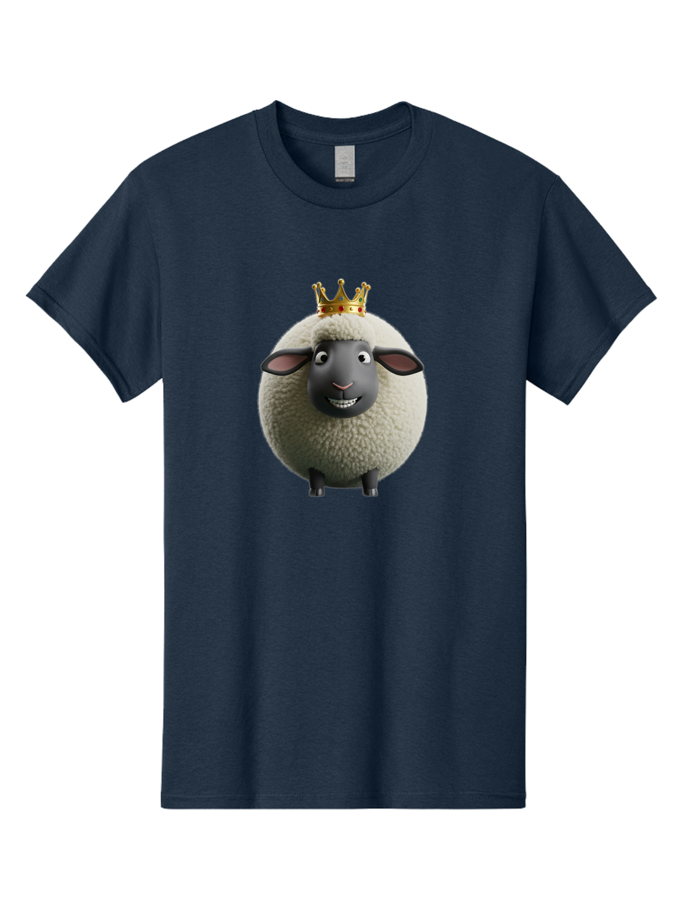 Shaun-The-Sheep-King Men'S Graphic Tee, 100% Cotton, Comfortable Casual Summer Wear, Machine Washable, Cartoon Sheep, Fluffy Sheep, Sheep Wearing Crown, Shaun The Sheep, Comedy Character, Funny Animal, Cute Sheep, Stop Motion Character, Bad540 3