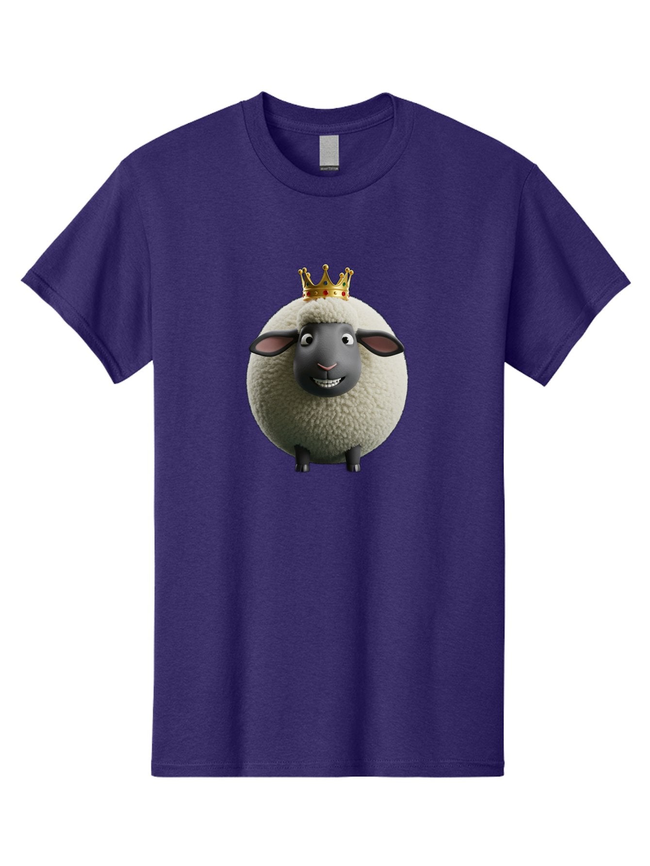 Shaun-The-Sheep-King Men'S Graphic Tee, 100% Cotton, Comfortable Casual Summer Wear, Machine Washable, Cartoon Sheep, Fluffy Sheep, Sheep Wearing Crown, Shaun The Sheep, Comedy Character, Funny Animal, Cute Sheep, Stop Motion Character, Bad540 4