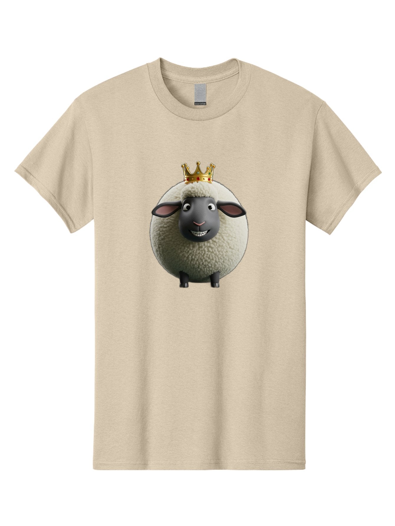 Shaun-The-Sheep-King Men'S Graphic Tee, 100% Cotton, Comfortable Casual Summer Wear, Machine Washable, Cartoon Sheep, Fluffy Sheep, Sheep Wearing Crown, Shaun The Sheep, Comedy Character, Funny Animal, Cute Sheep, Stop Motion Character, Bad540 14