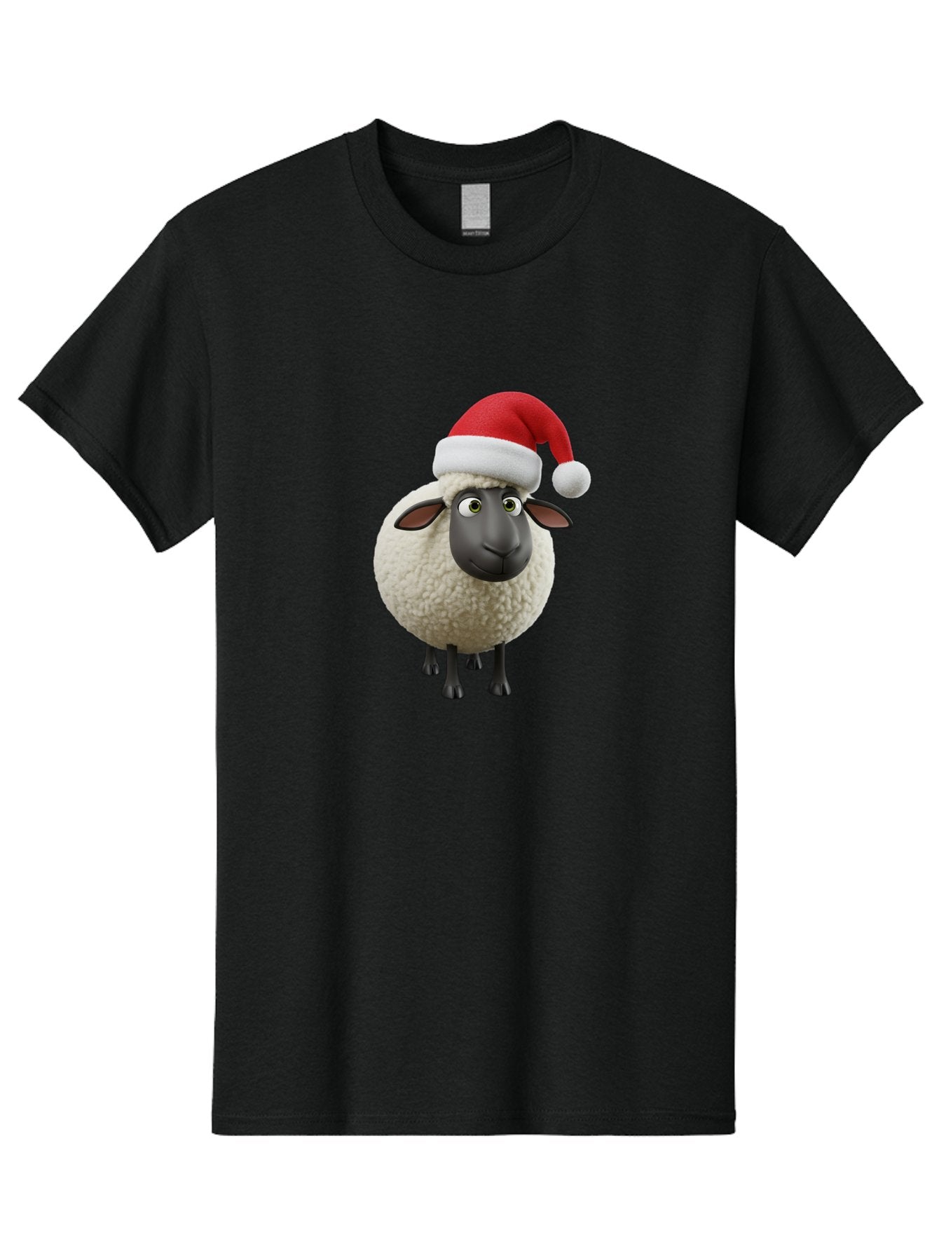 Shaun-The-Sheep-Santa-Hat Men'S Graphic Tee, 100% Cotton, Comfortable Casual Summer Wear, Machine Washable, Shaun The Sheep, Christmas Sheep, Santa Hat Sheep, Festive Cartoon Character, Holiday Fun, Animated Sheep, Merry Christmas, Bad541 5