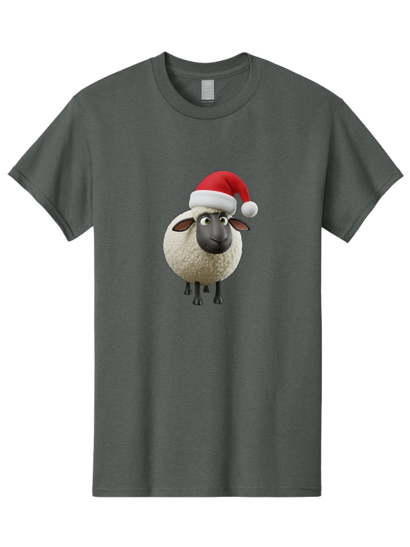 Shaun-The-Sheep-Santa-Hat Men'S Graphic Tee, 100% Cotton, Comfortable Casual Summer Wear, Machine Washable, Shaun The Sheep, Christmas Sheep, Santa Hat Sheep, Festive Cartoon Character, Holiday Fun, Animated Sheep, Merry Christmas, Bad541 11