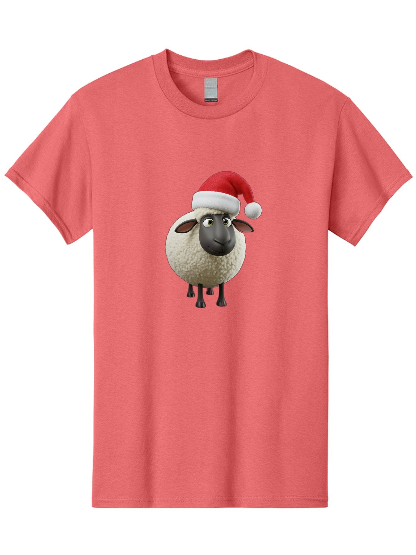 Shaun-The-Sheep-Santa-Hat Men'S Graphic Tee, 100% Cotton, Comfortable Casual Summer Wear, Machine Washable, Shaun The Sheep, Christmas Sheep, Santa Hat Sheep, Festive Cartoon Character, Holiday Fun, Animated Sheep, Merry Christmas, Bad541 4