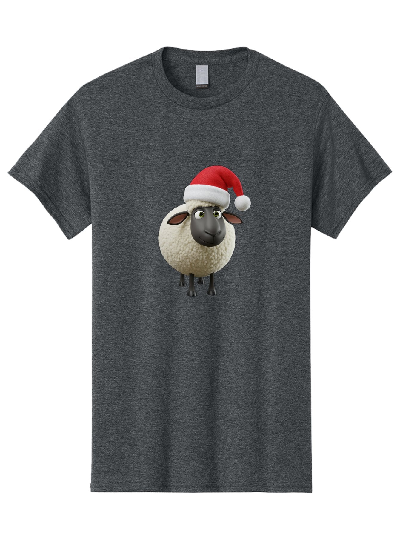 Shaun-The-Sheep-Santa-Hat Men'S Graphic Tee, 100% Cotton, Comfortable Casual Summer Wear, Machine Washable, Shaun The Sheep, Christmas Sheep, Santa Hat Sheep, Festive Cartoon Character, Holiday Fun, Animated Sheep, Merry Christmas, Bad541