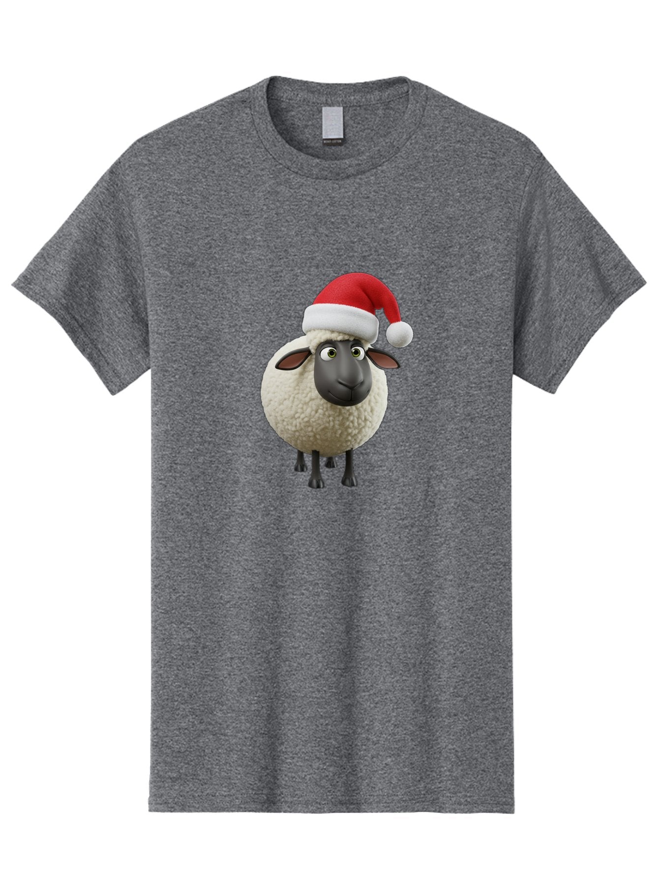 Shaun-The-Sheep-Santa-Hat Men'S Graphic Tee, 100% Cotton, Comfortable Casual Summer Wear, Machine Washable, Shaun The Sheep, Christmas Sheep, Santa Hat Sheep, Festive Cartoon Character, Holiday Fun, Animated Sheep, Merry Christmas, Bad541 12