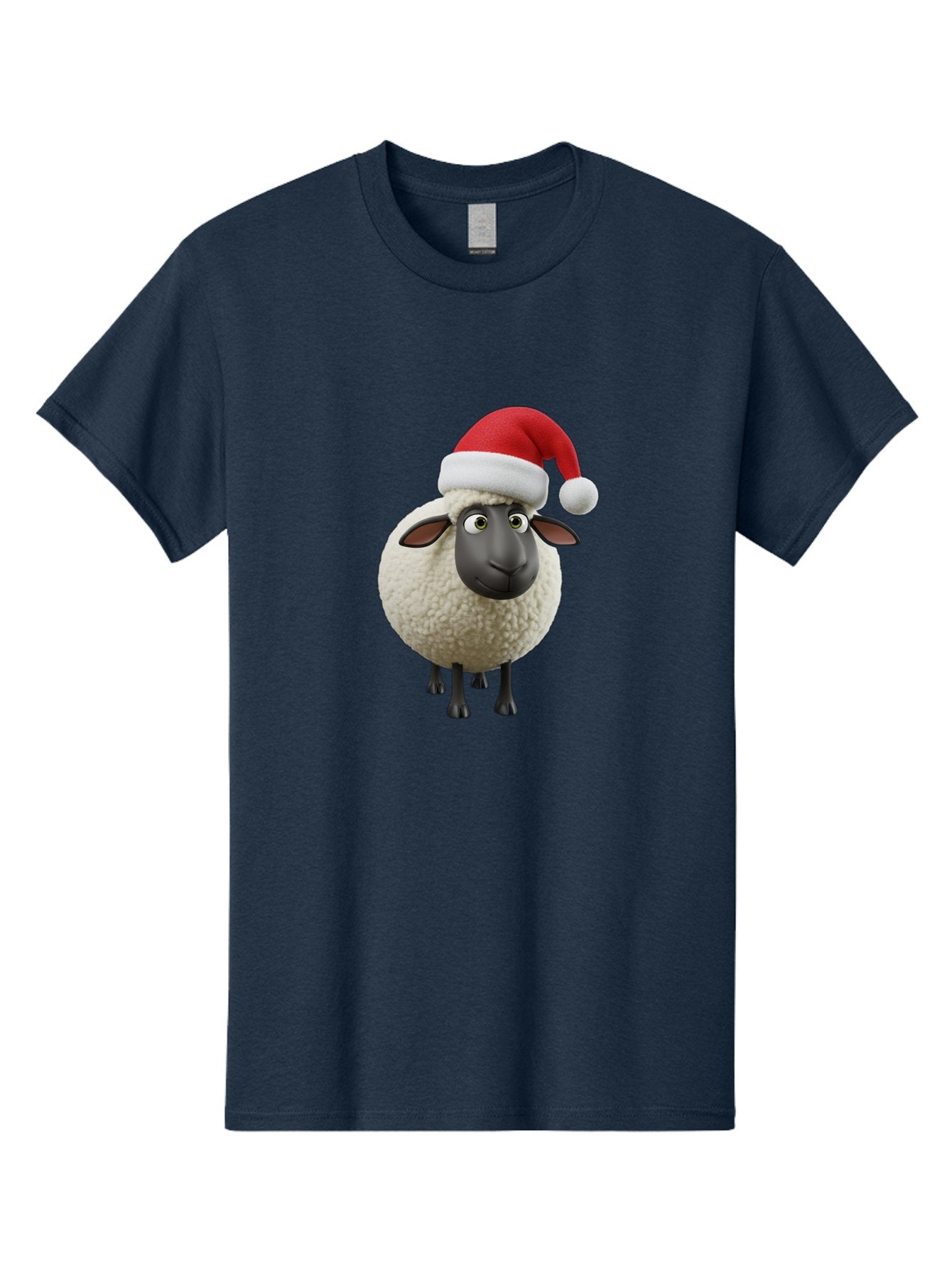Shaun-The-Sheep-Santa-Hat Men'S Graphic Tee, 100% Cotton, Comfortable Casual Summer Wear, Machine Washable, Shaun The Sheep, Christmas Sheep, Santa Hat Sheep, Festive Cartoon Character, Holiday Fun, Animated Sheep, Merry Christmas, Bad541