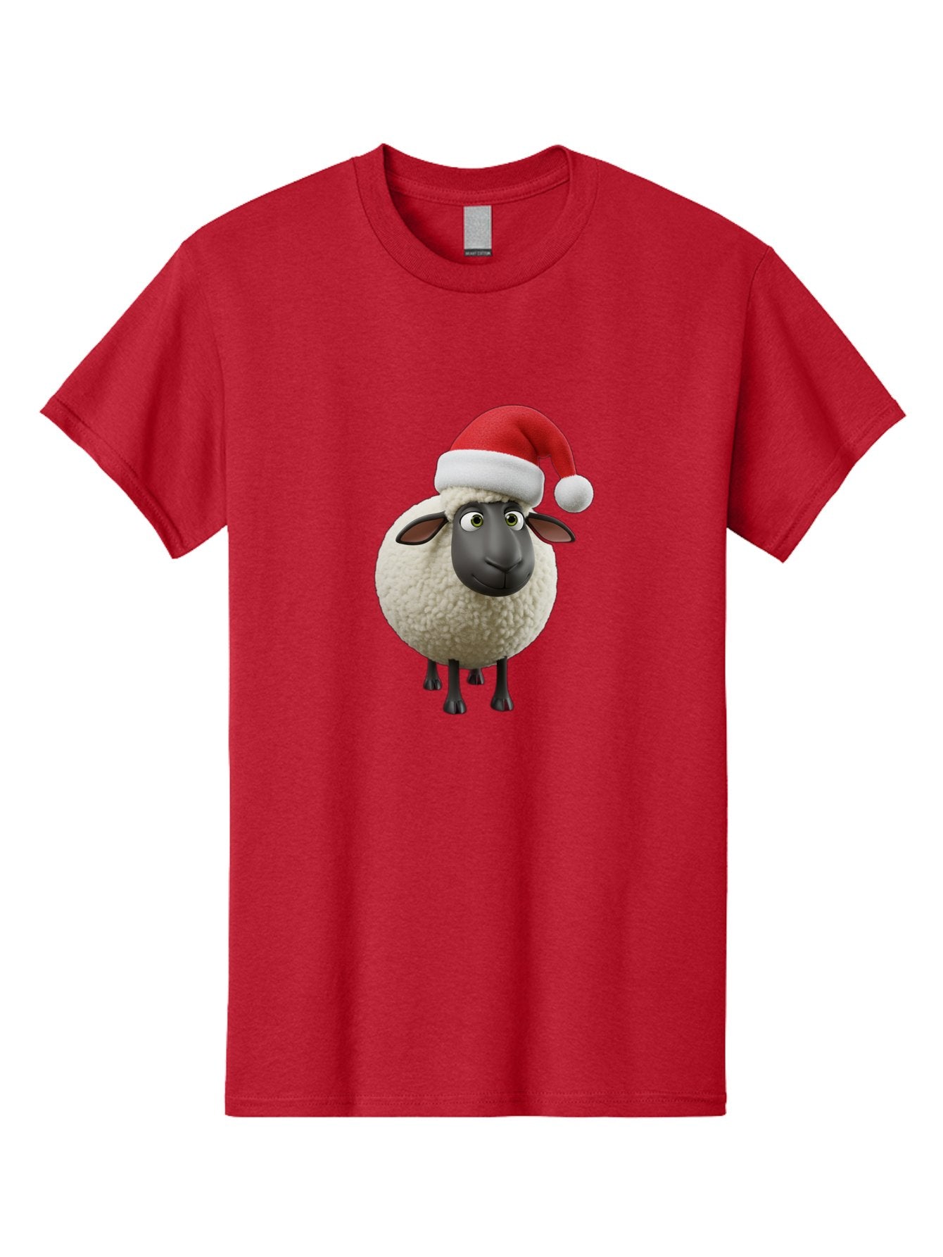 Shaun-The-Sheep-Santa-Hat Men'S Graphic Tee, 100% Cotton, Comfortable Casual Summer Wear, Machine Washable, Shaun The Sheep, Christmas Sheep, Santa Hat Sheep, Festive Cartoon Character, Holiday Fun, Animated Sheep, Merry Christmas, Bad541 9
