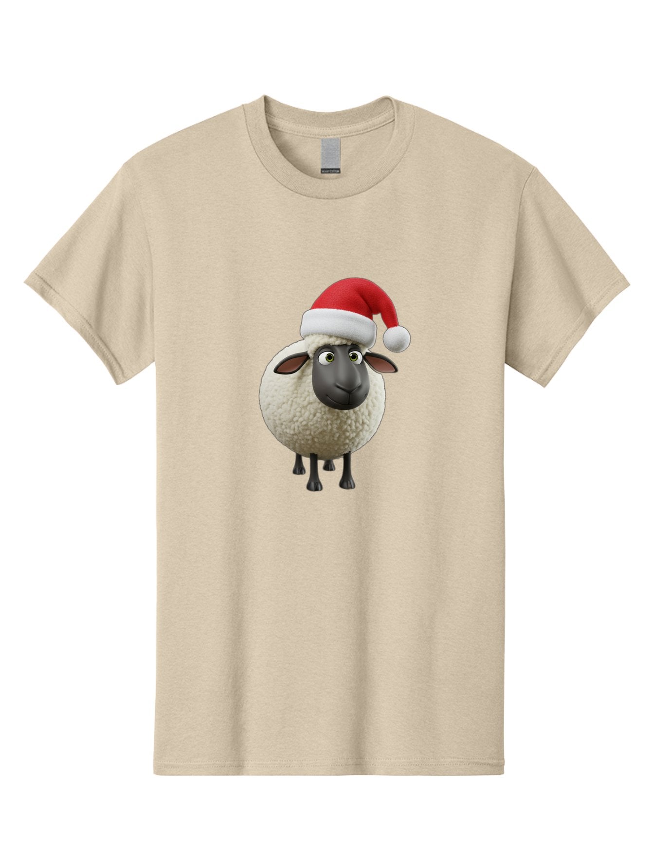 Shaun-The-Sheep-Santa-Hat Men'S Graphic Tee, 100% Cotton, Comfortable Casual Summer Wear, Machine Washable, Shaun The Sheep, Christmas Sheep, Santa Hat Sheep, Festive Cartoon Character, Holiday Fun, Animated Sheep, Merry Christmas, Bad541 15