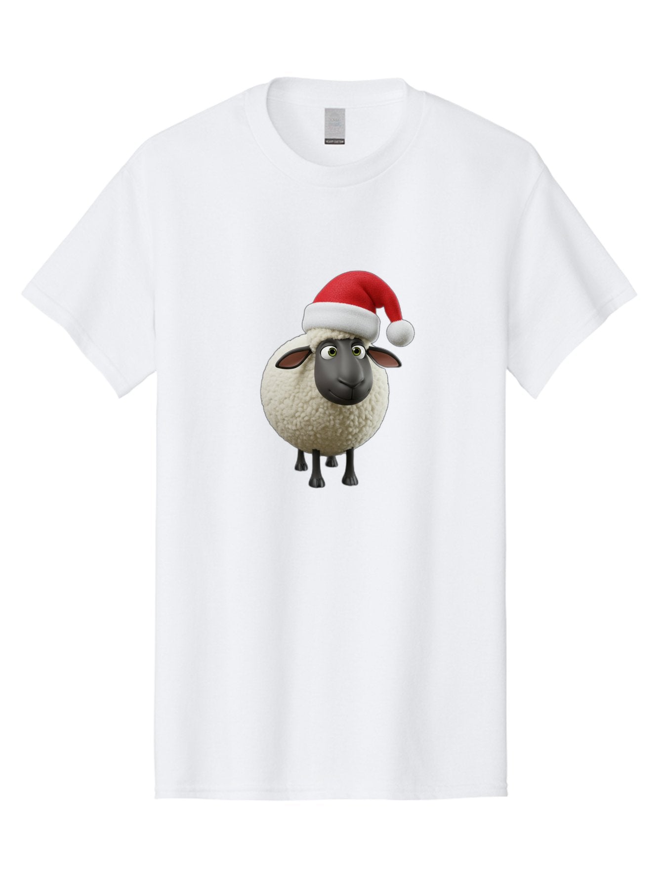 Shaun-The-Sheep-Santa-Hat Men'S Graphic Tee, 100% Cotton, Comfortable Casual Summer Wear, Machine Washable, Shaun The Sheep, Christmas Sheep, Santa Hat Sheep, Festive Cartoon Character, Holiday Fun, Animated Sheep, Merry Christmas, Bad541 13