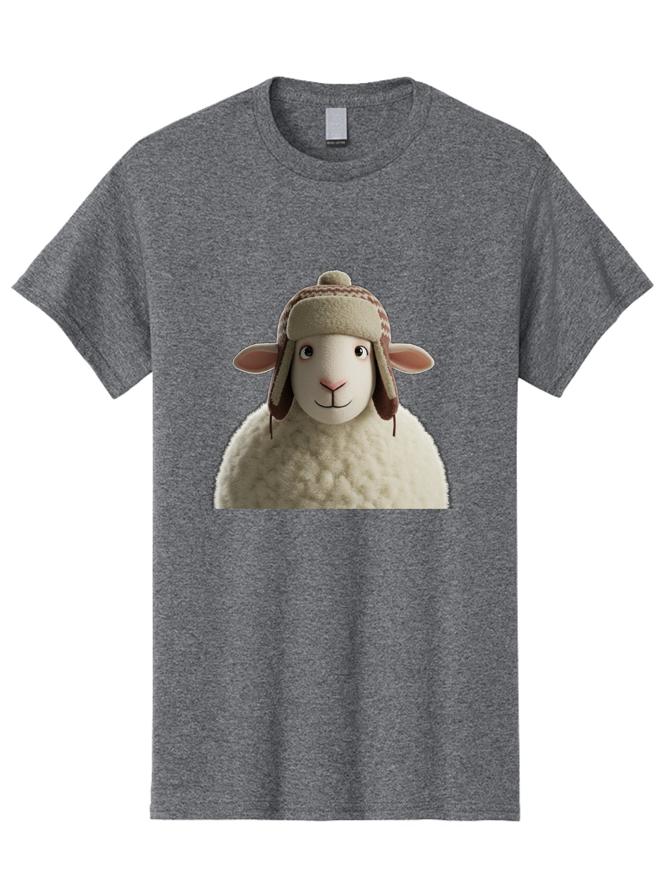 Shaun-The-Sheep Men'S Graphic Tee, 100% Cotton, Comfortable Casual Summer Wear, Machine Washable, Cartoon Sheep, Fluffy Sheep, Sheep With Hat, Funny Animal, Cute Character, Lovable Cartoon, Sheep Mascot, Funny Sheep, Woolly Sheep, Bad542