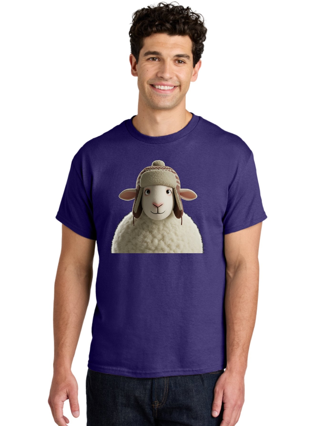 Shaun-The-Sheep Men'S Graphic Tee, 100% Cotton, Comfortable Casual Summer Wear, Machine Washable, Cartoon Sheep, Fluffy Sheep, Sheep With Hat, Funny Animal, Cute Character, Lovable Cartoon, Sheep Mascot, Funny Sheep, Woolly Sheep, Bad542 18