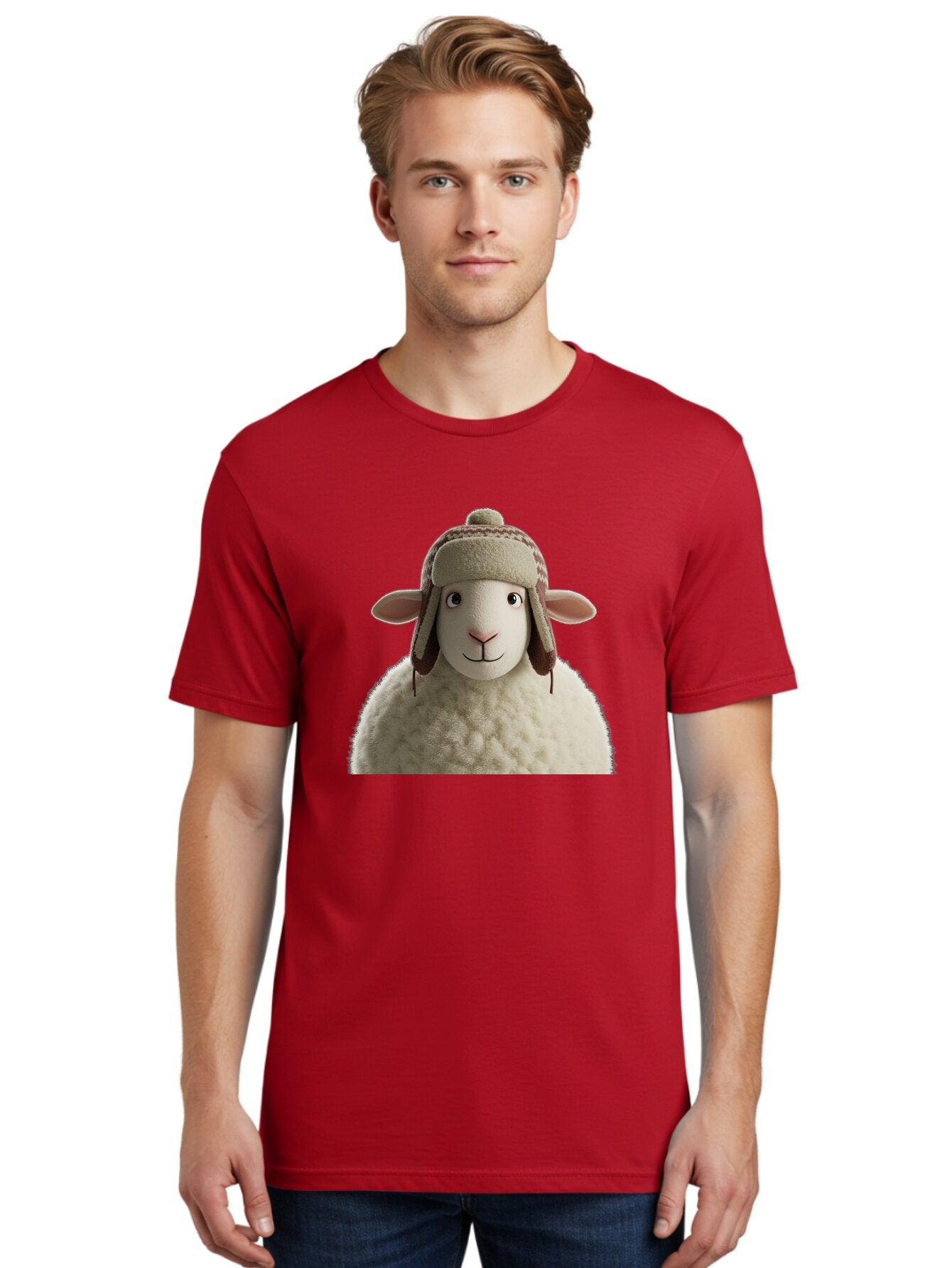Shaun-The-Sheep Men'S Graphic Tee, 100% Cotton, Comfortable Casual Summer Wear, Machine Washable, Cartoon Sheep, Fluffy Sheep, Sheep With Hat, Funny Animal, Cute Character, Lovable Cartoon, Sheep Mascot, Funny Sheep, Woolly Sheep, Bad542 20