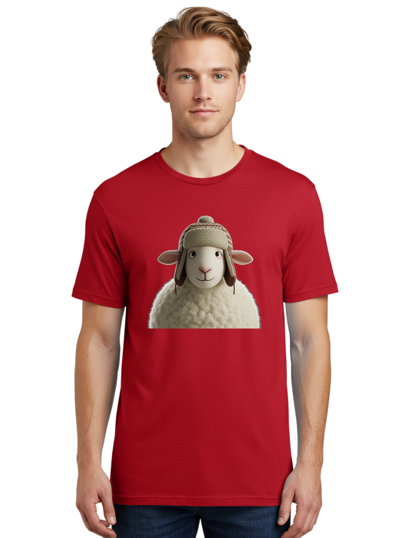 Shaun-The-Sheep Men'S Graphic Tee, 100% Cotton, Comfortable Casual Summer Wear, Machine Washable, Cartoon Sheep, Fluffy Sheep, Sheep With Hat, Funny Animal, Cute Character, Lovable Cartoon, Sheep Mascot, Funny Sheep, Woolly Sheep, Bad542 30