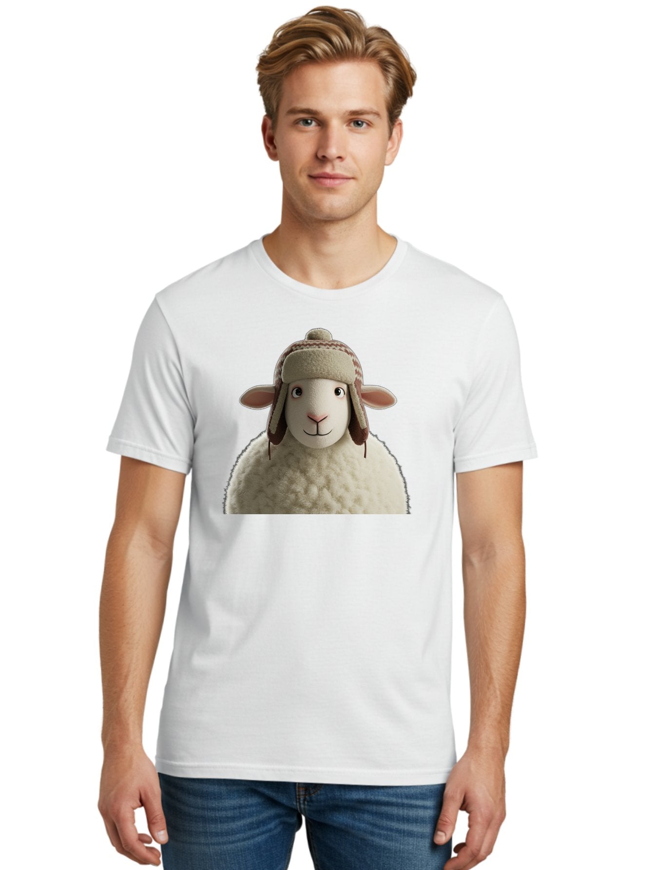 Shaun-The-Sheep Men'S Graphic Tee, 100% Cotton, Comfortable Casual Summer Wear, Machine Washable, Cartoon Sheep, Fluffy Sheep, Sheep With Hat, Funny Animal, Cute Character, Lovable Cartoon, Sheep Mascot, Funny Sheep, Woolly Sheep, Bad542 17