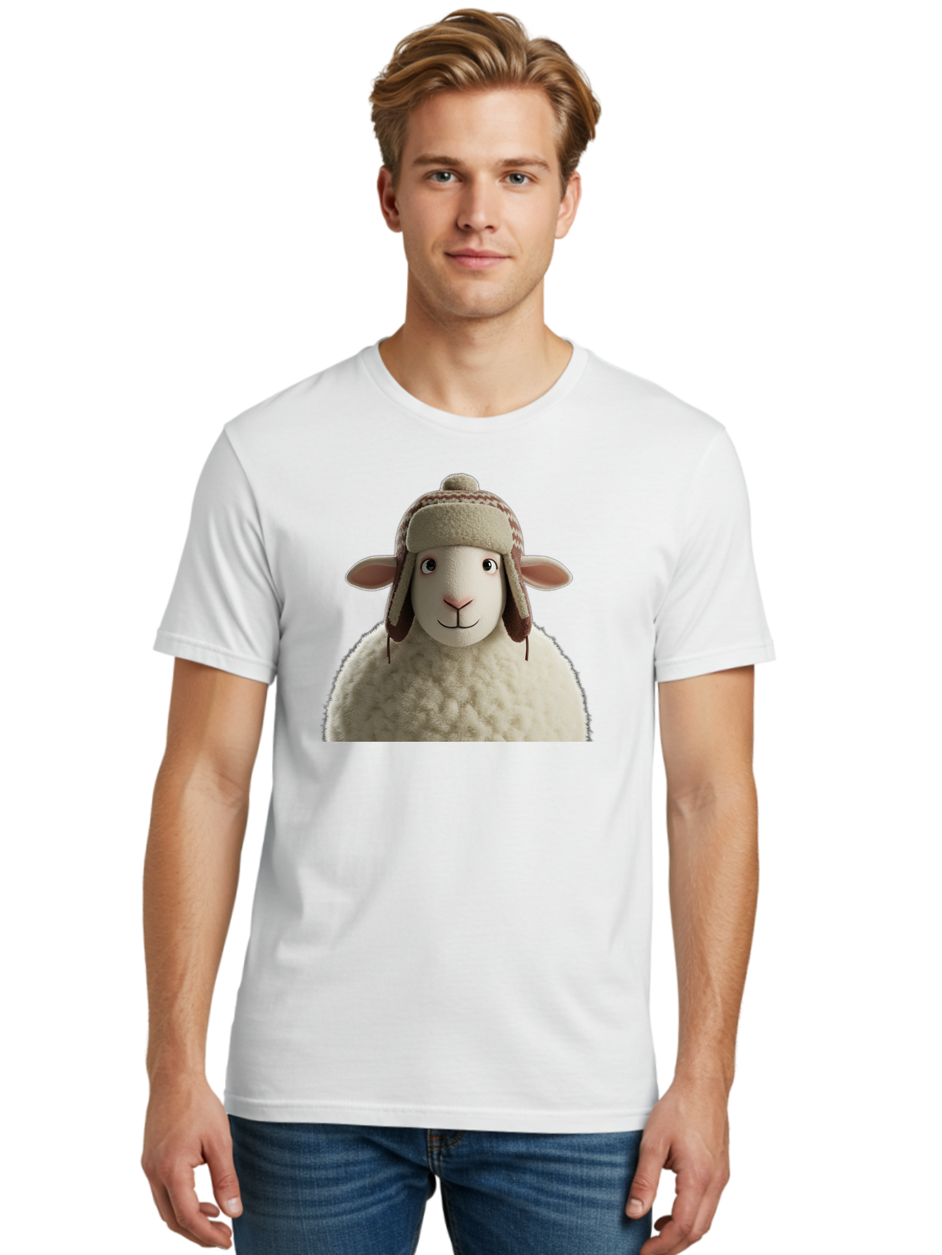 Shaun-The-Sheep Men'S Graphic Tee, 100% Cotton, Comfortable Casual Summer Wear, Machine Washable, Cartoon Sheep, Fluffy Sheep, Sheep With Hat, Funny Animal, Cute Character, Lovable Cartoon, Sheep Mascot, Funny Sheep, Woolly Sheep, Bad542 29