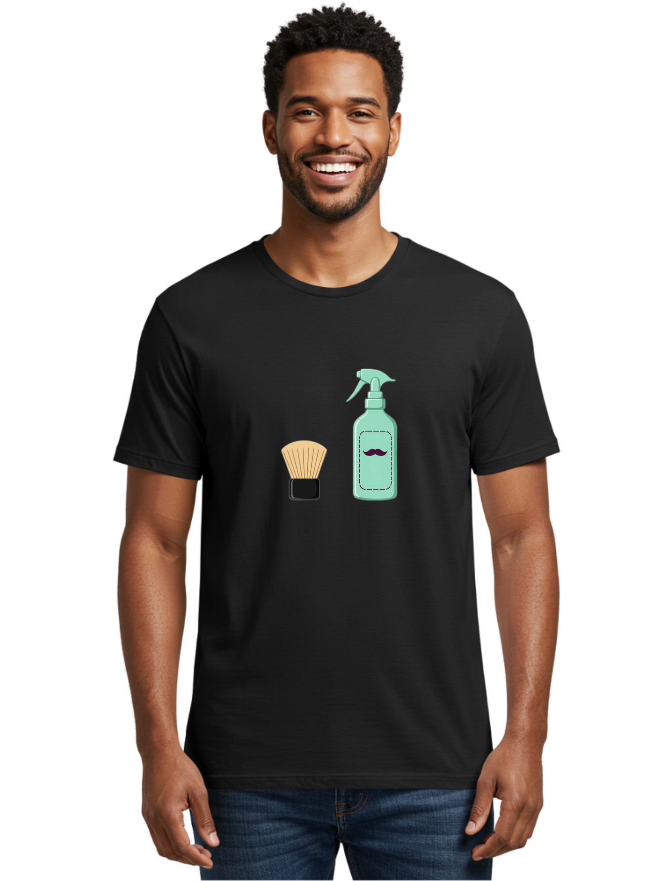 Shaving-Brush-And-Spray-Bottle Men'S Graphic Tee, 100% Cotton, Comfortable Casual Summer Wear, Machine Washable, Shaving Brush, Shaving Kit, Mustache Grooming, Men'S Grooming Products, Personal Care, Grooming Accessories, Shaving Essentials, Bad543 29